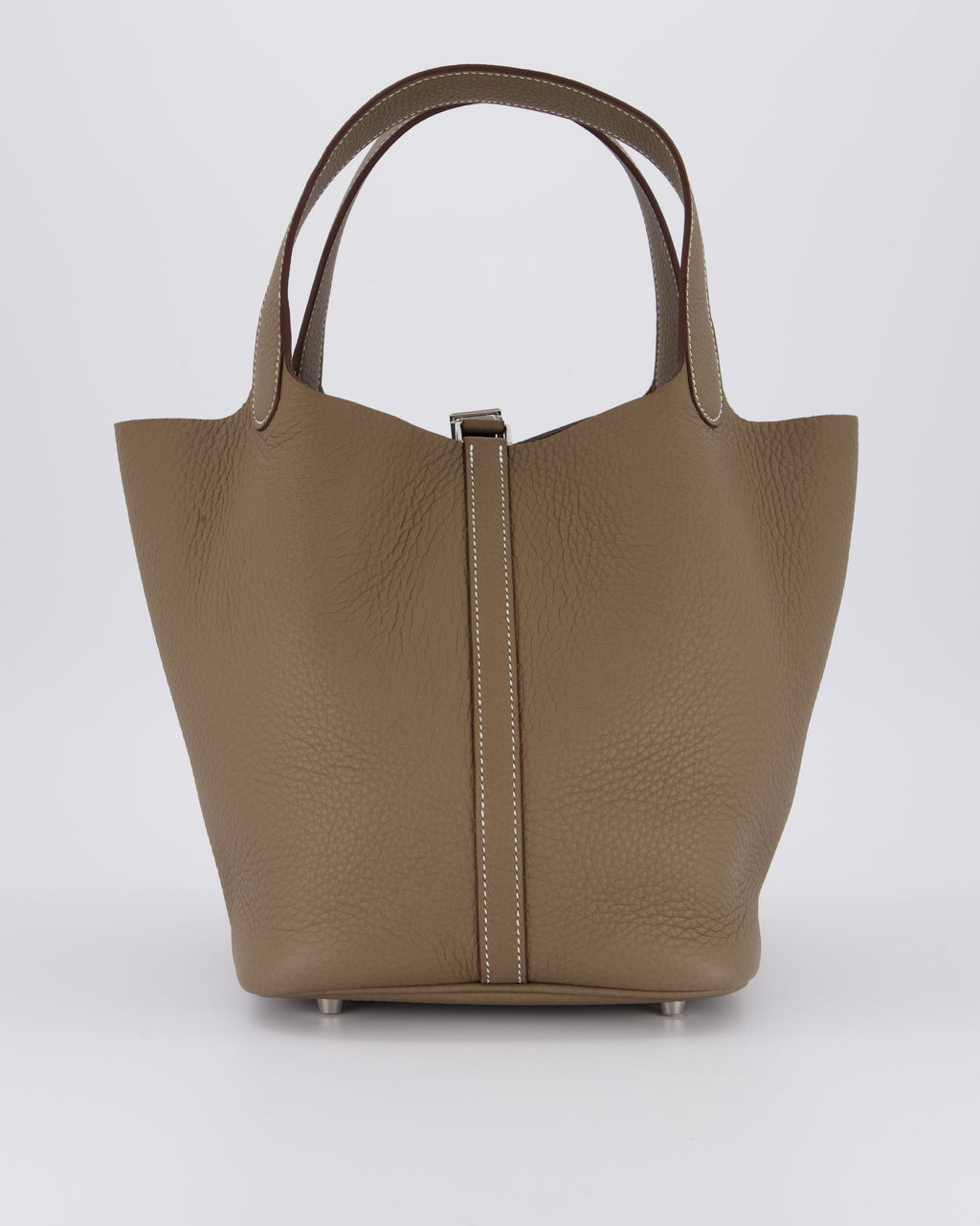 Hermès Picotin 22 Lock Bag in Etoupe Clemence Leather with Palladium Hardware