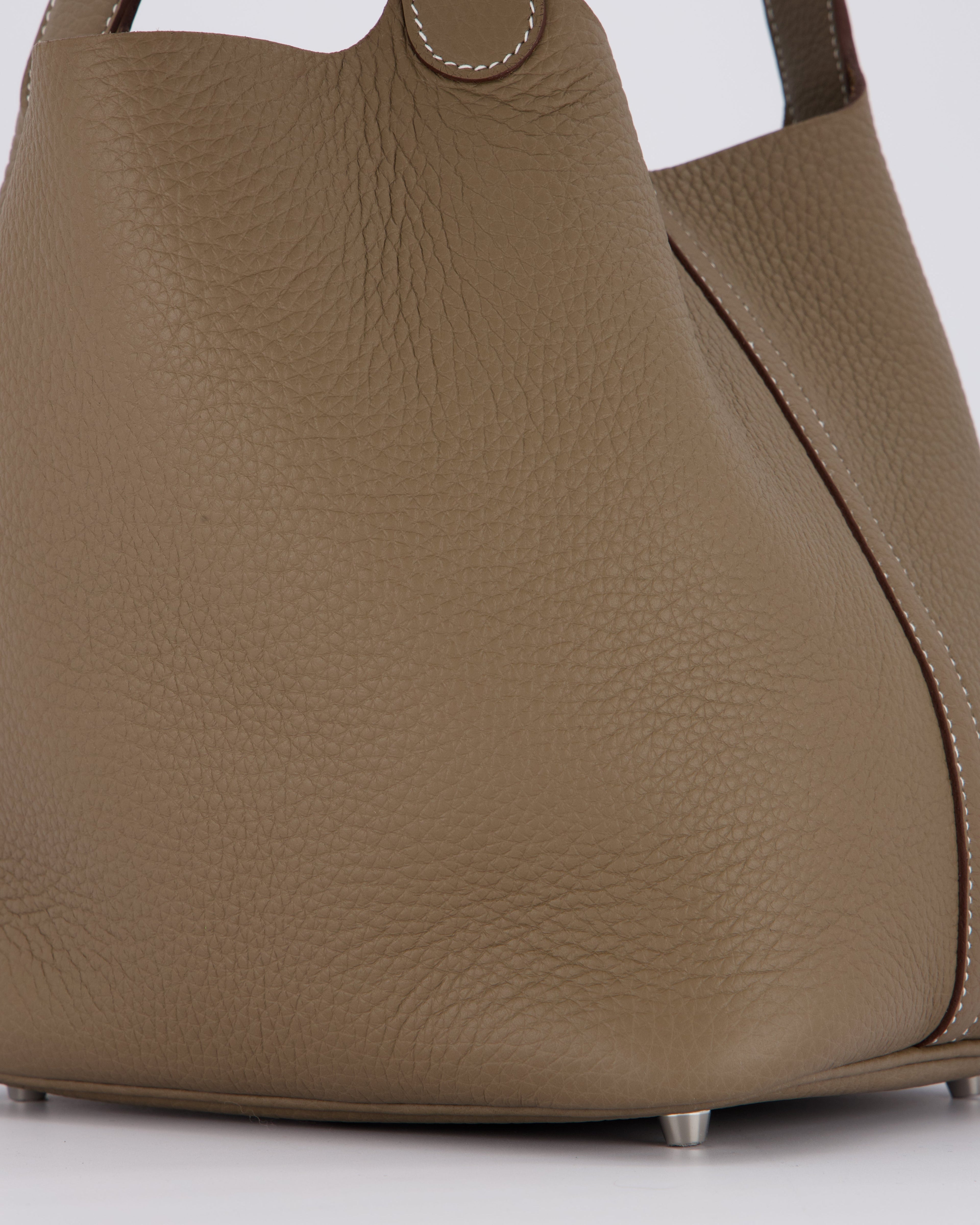 Hermès Picotin 22 Lock Bag in Etoupe Clemence Leather with Palladium Hardware