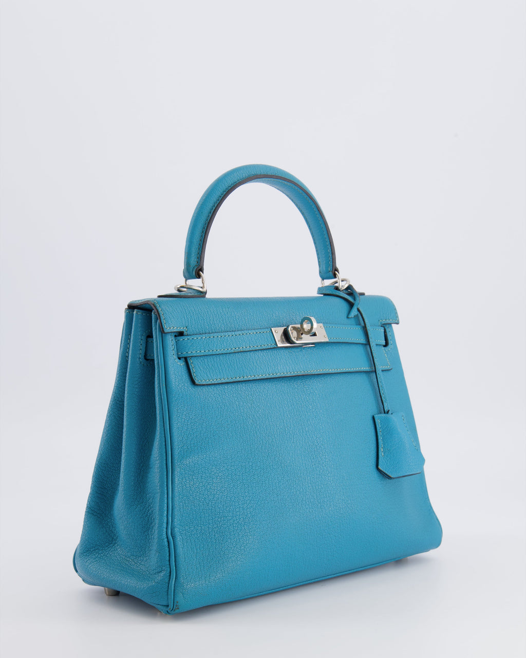 Hermès Kelly 25 Retourne Bag in Bleu Paon Evercolor Leather with Palladium Hardware