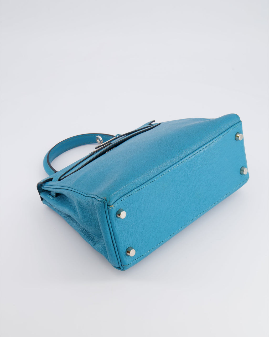 Hermès Kelly 25 Retourne Bag in Bleu Paon Evercolor Leather with Palladium Hardware