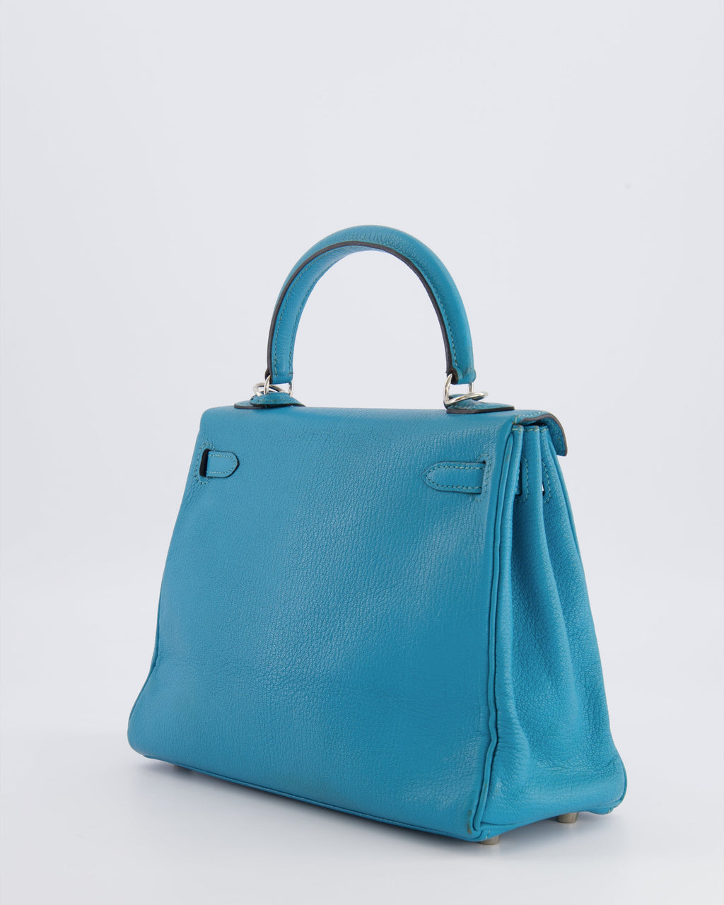 Hermès Kelly 25 Retourne Bag in Bleu Paon Evercolor Leather with Palladium Hardware