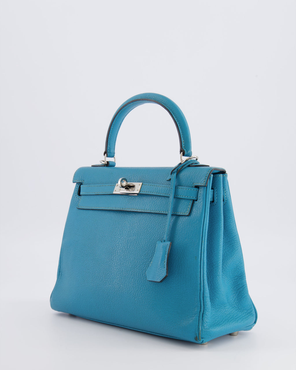 Hermès Kelly 25 Retourne Bag in Bleu Paon Evercolor Leather with Palladium Hardware