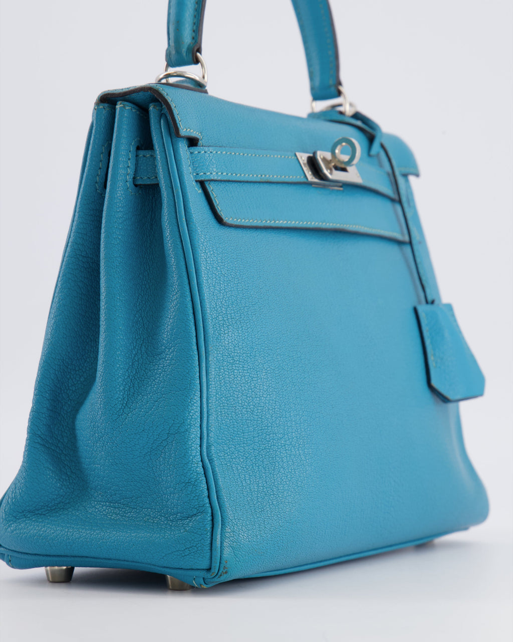 Hermès Kelly 25 Retourne Bag in Bleu Paon Evercolor Leather with Palladium Hardware