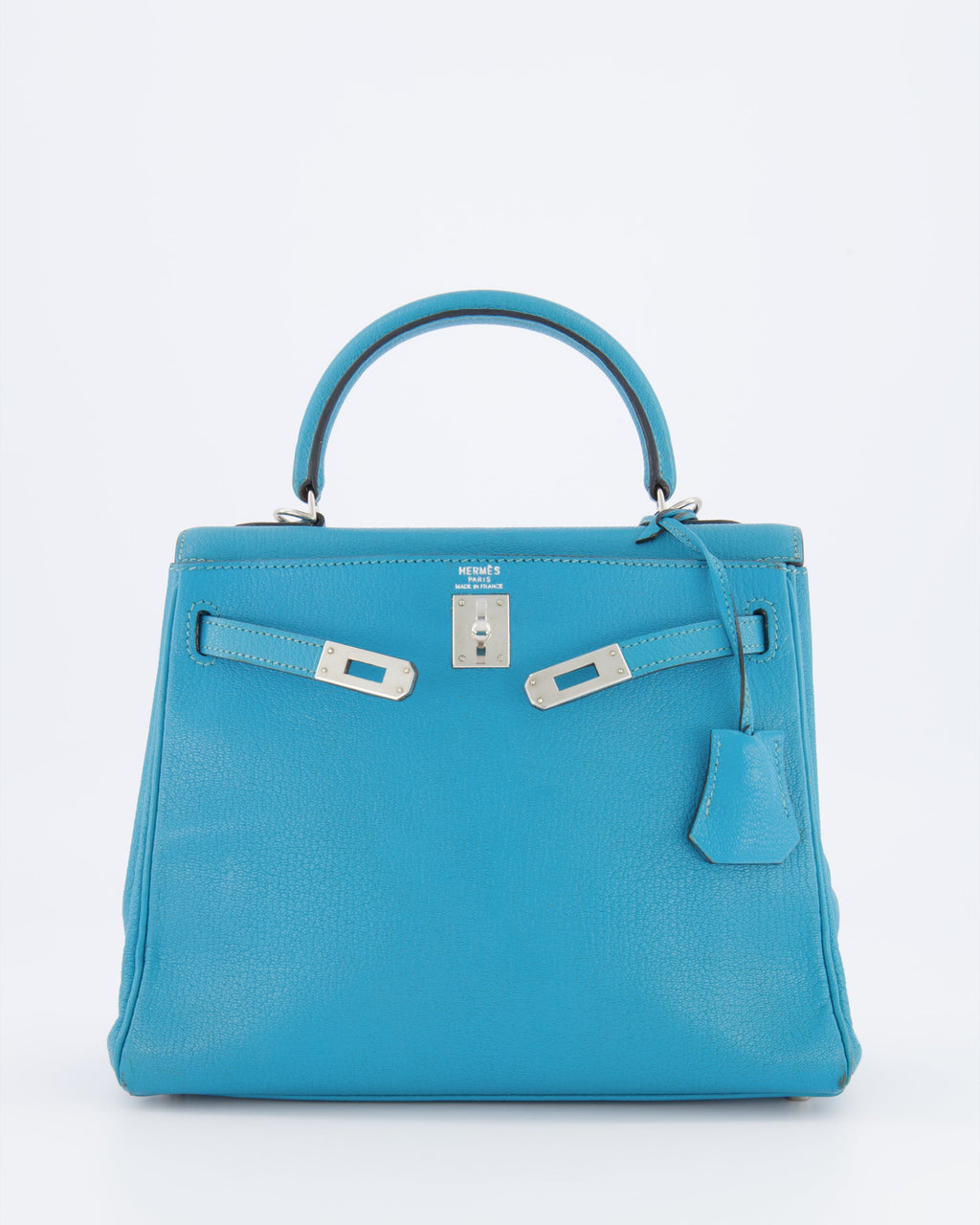Hermès Kelly 25 Retourne Bag in Bleu Paon Evercolor Leather with Palladium Hardware