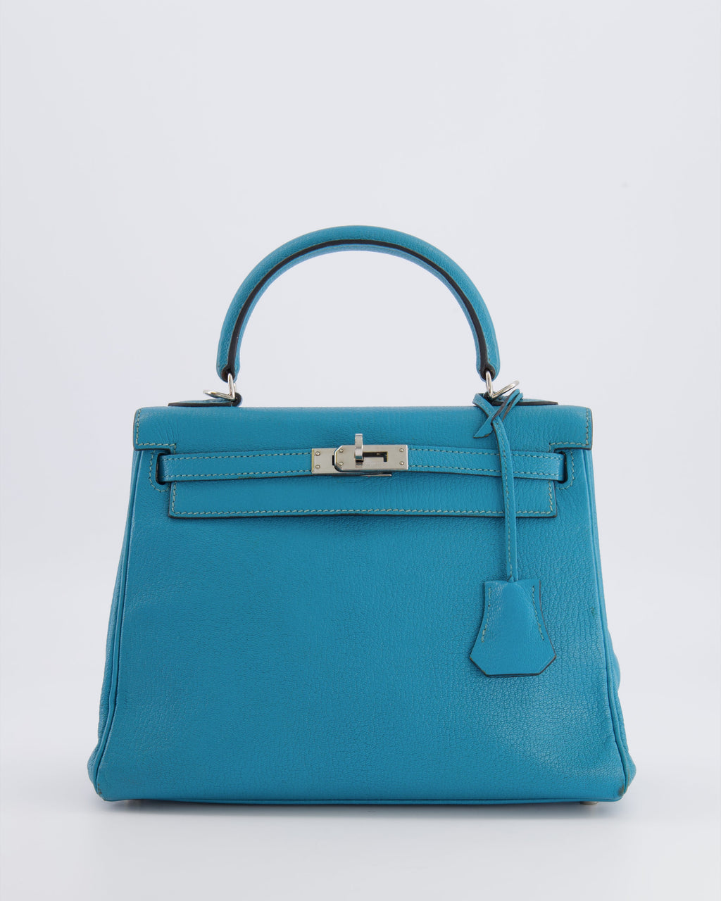 Hermès Kelly 25 Retourne Bag in Bleu Paon Evercolor Leather with Palladium Hardware