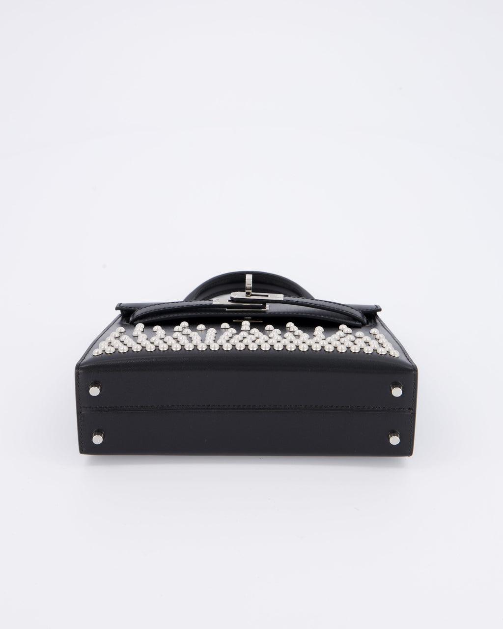 *SUPER RARE & HOT* Hermès Mini Kelly II 20 Clouté Bag in Noir Box Calf Leather with Palladium Hardware &amp; Studs