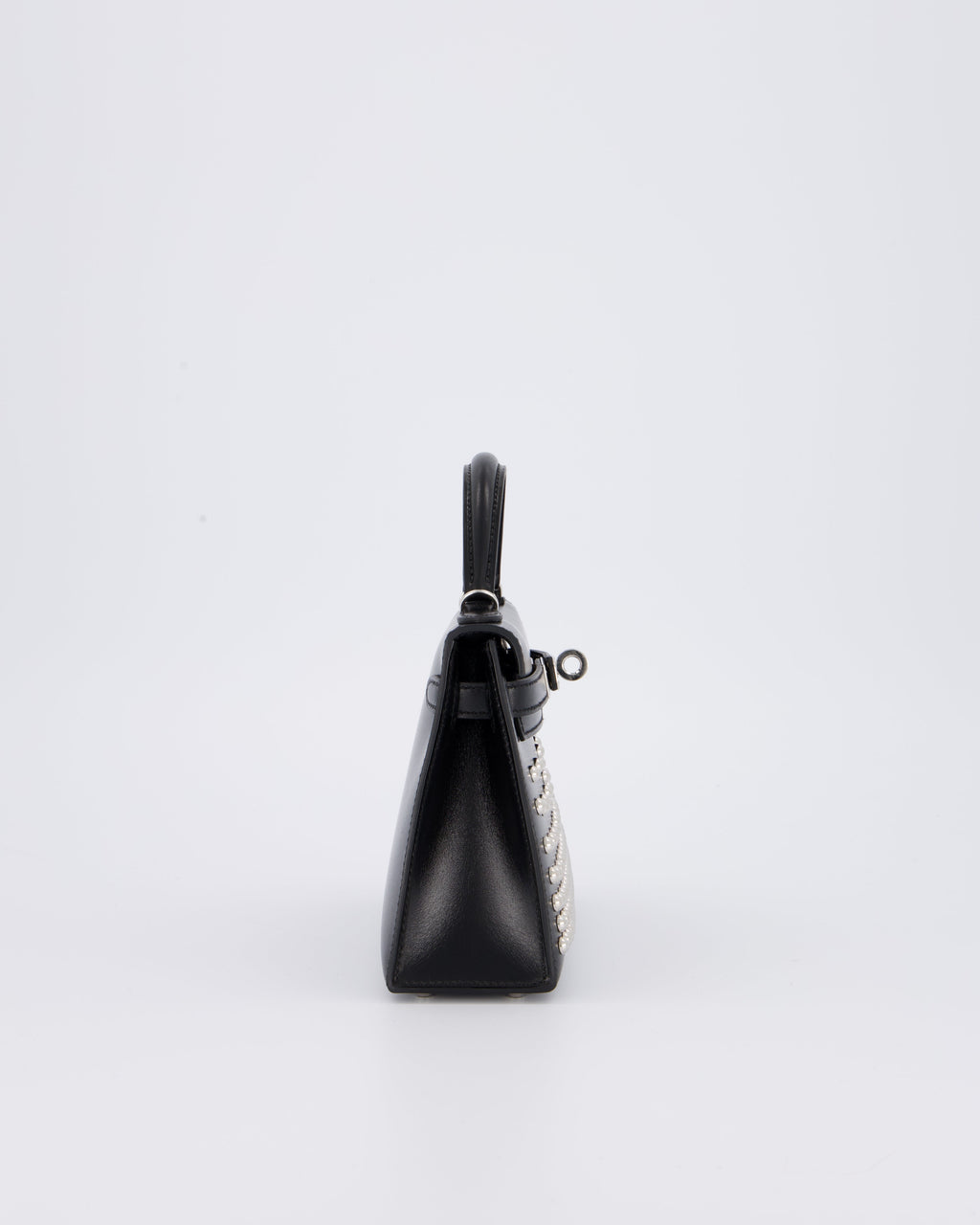*SUPER RARE & HOT* Hermès Mini Kelly II 20 Clouté Bag in Noir Box Calf Leather with Palladium Hardware &amp; Studs