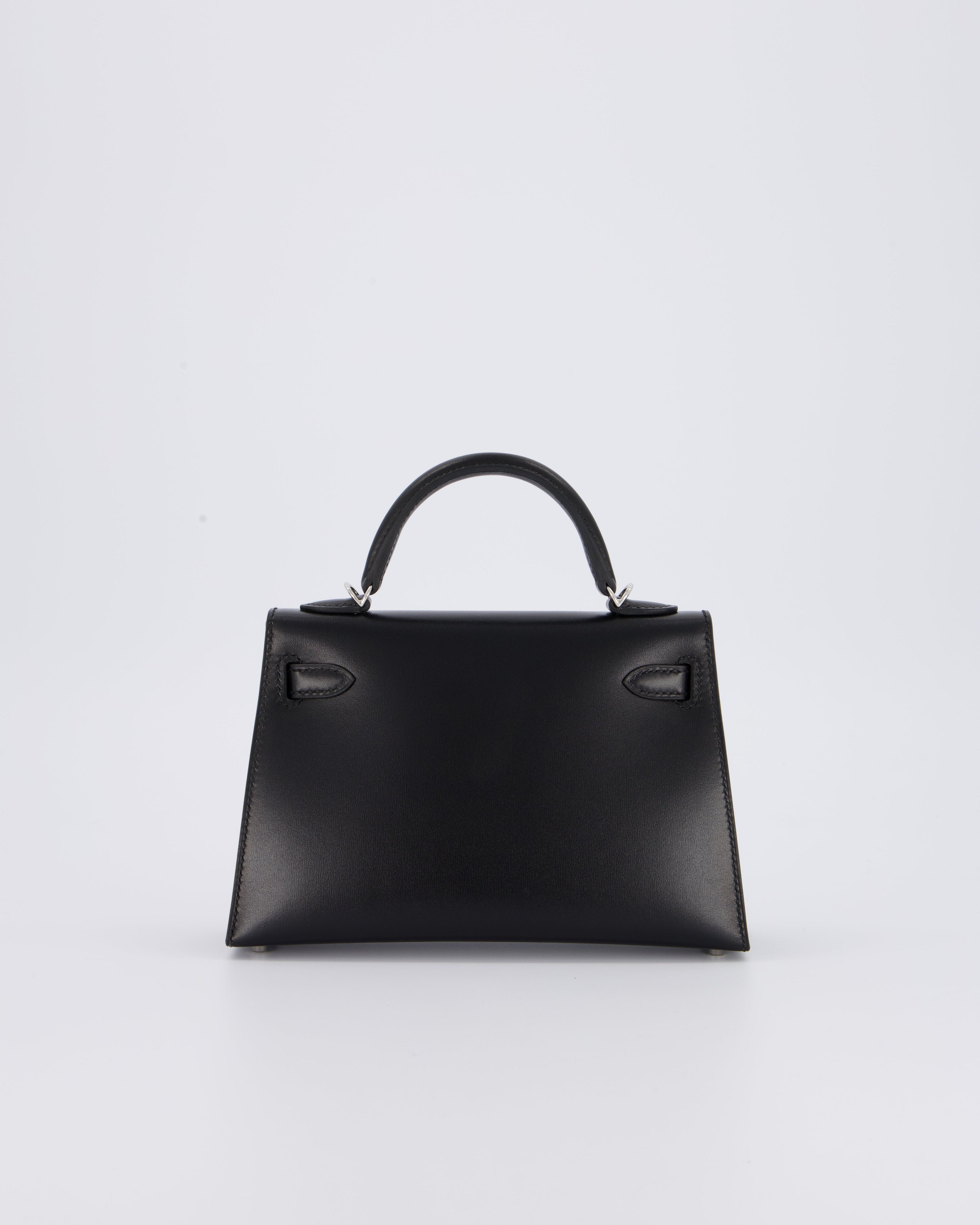 *SUPER RARE & HOT* Hermès Mini Kelly II 20 Clouté Bag in Noir Box Calf Leather with Palladium Hardware &amp; Studs