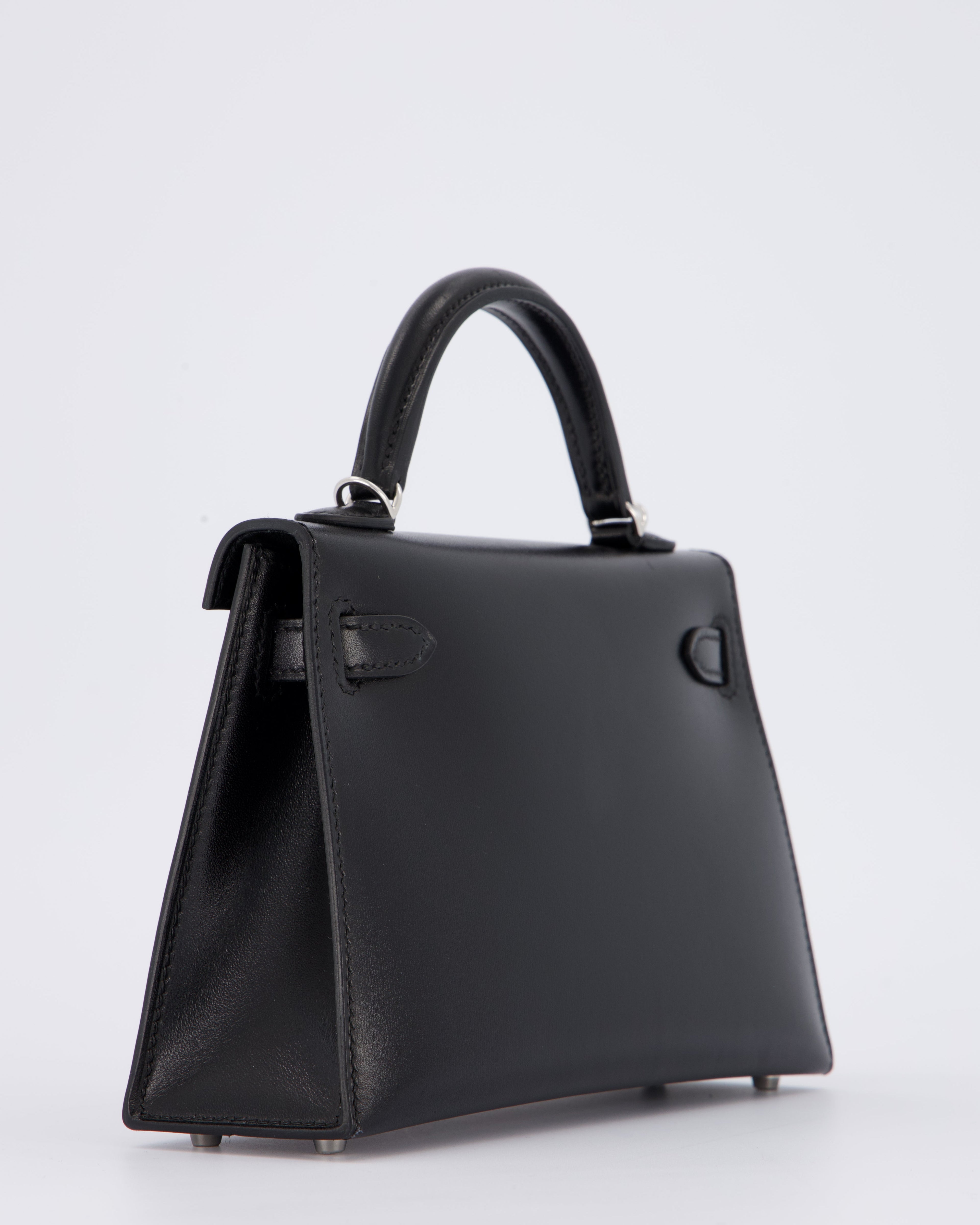 *SUPER RARE & HOT* Hermès Mini Kelly II 20 Clouté Bag in Noir Box Calf Leather with Palladium Hardware &amp; Studs