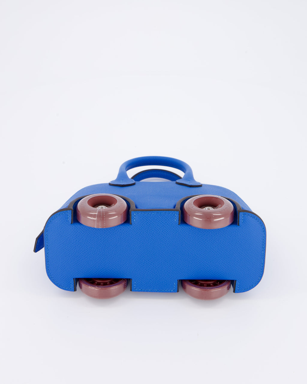 *SUPER RARE & HOT* Hermès Mini Bolide on Wheels Bag in Bleu Hydra Epsom Leather with Rouge H Wheels and Palladium Hardware