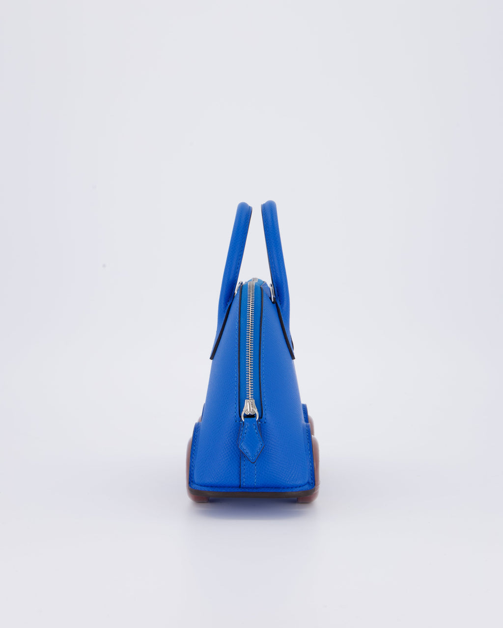 *SUPER RARE & HOT* Hermès Mini Bolide on Wheels Bag in Bleu Hydra Epsom Leather with Rouge H Wheels and Palladium Hardware