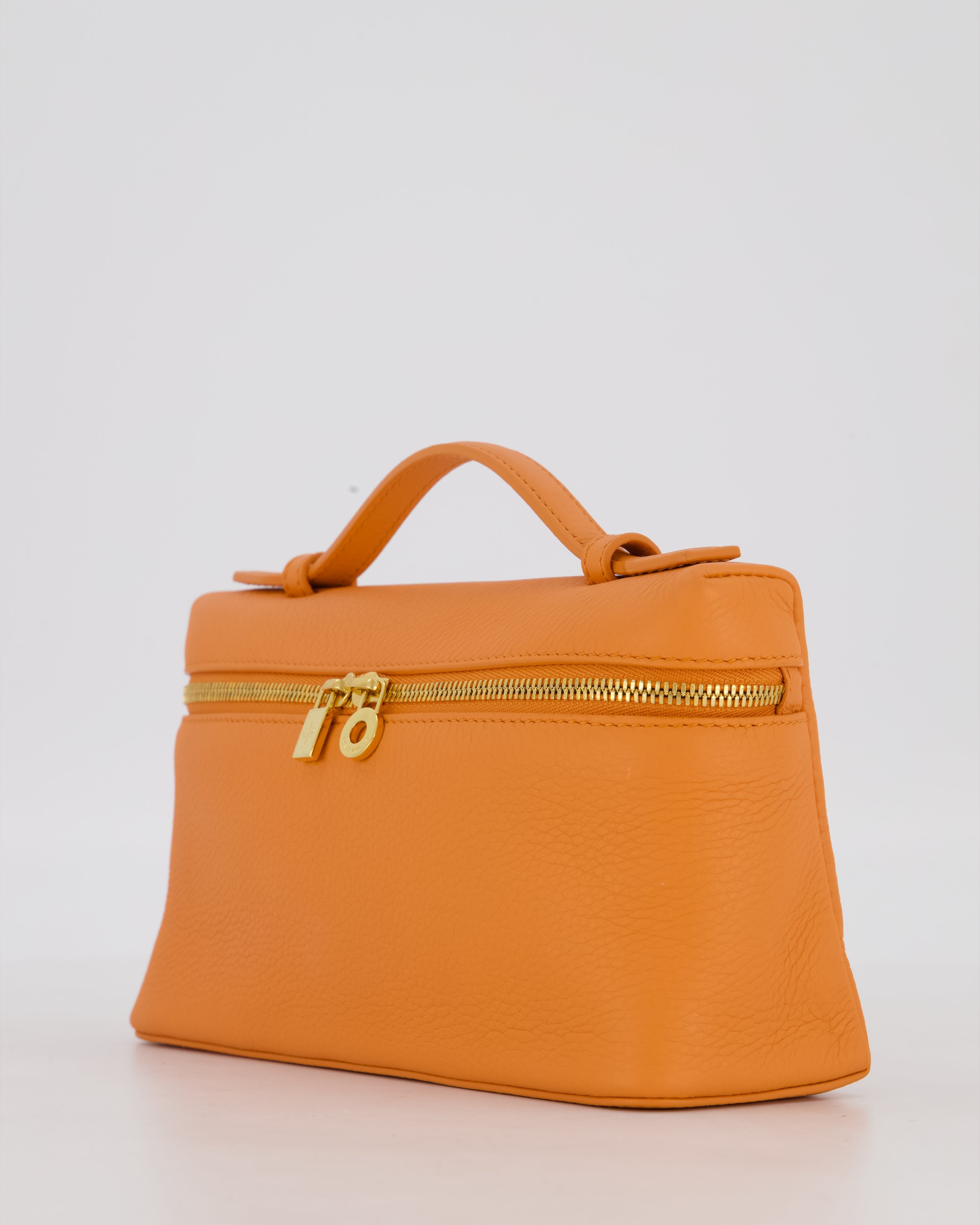 Loro Piana Extra Pocket L19 Bag in Orange Calfskin Leather with Gold Hardware