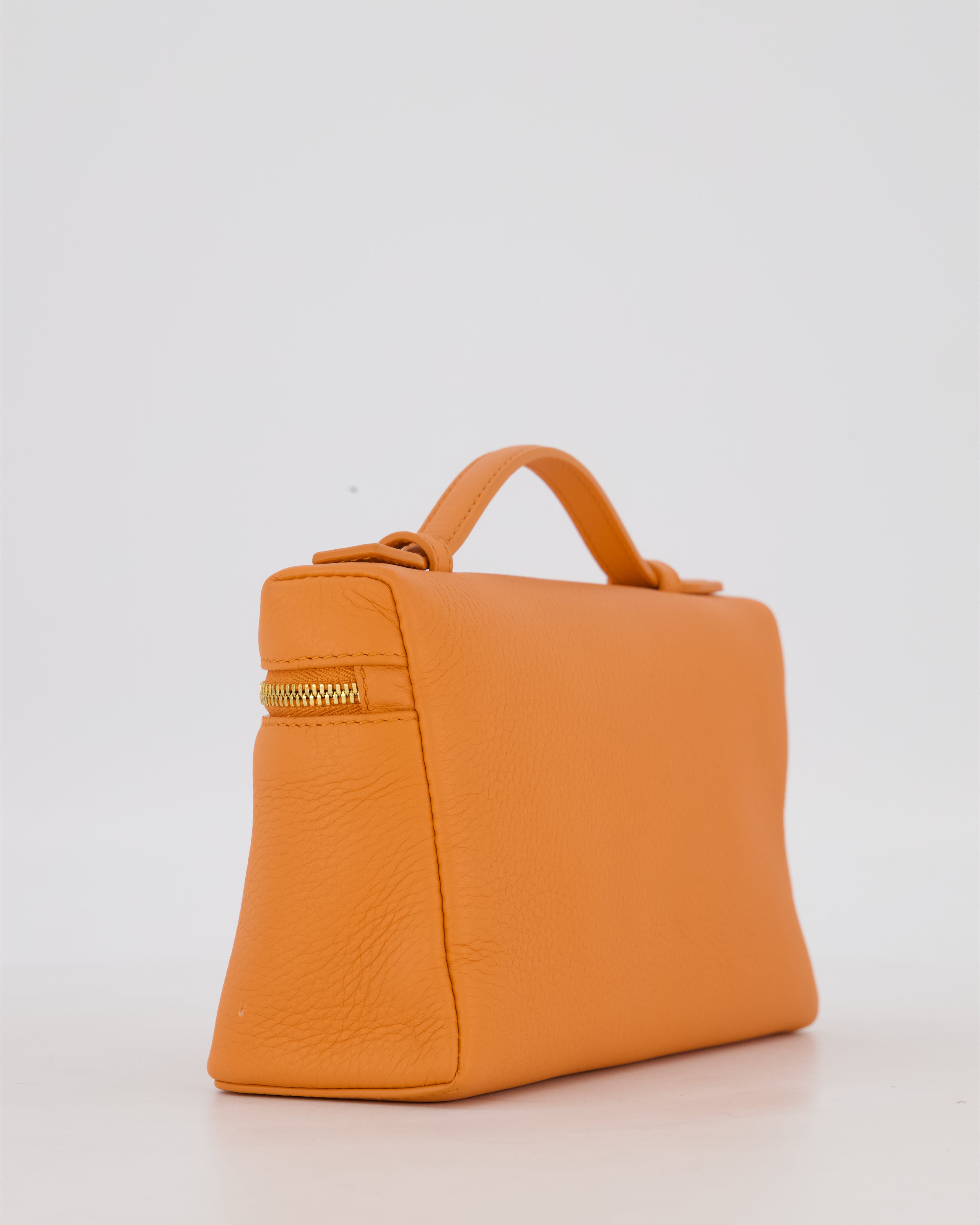 Loro Piana Extra Pocket L19 Bag in Orange Calfskin Leather with Gold Hardware