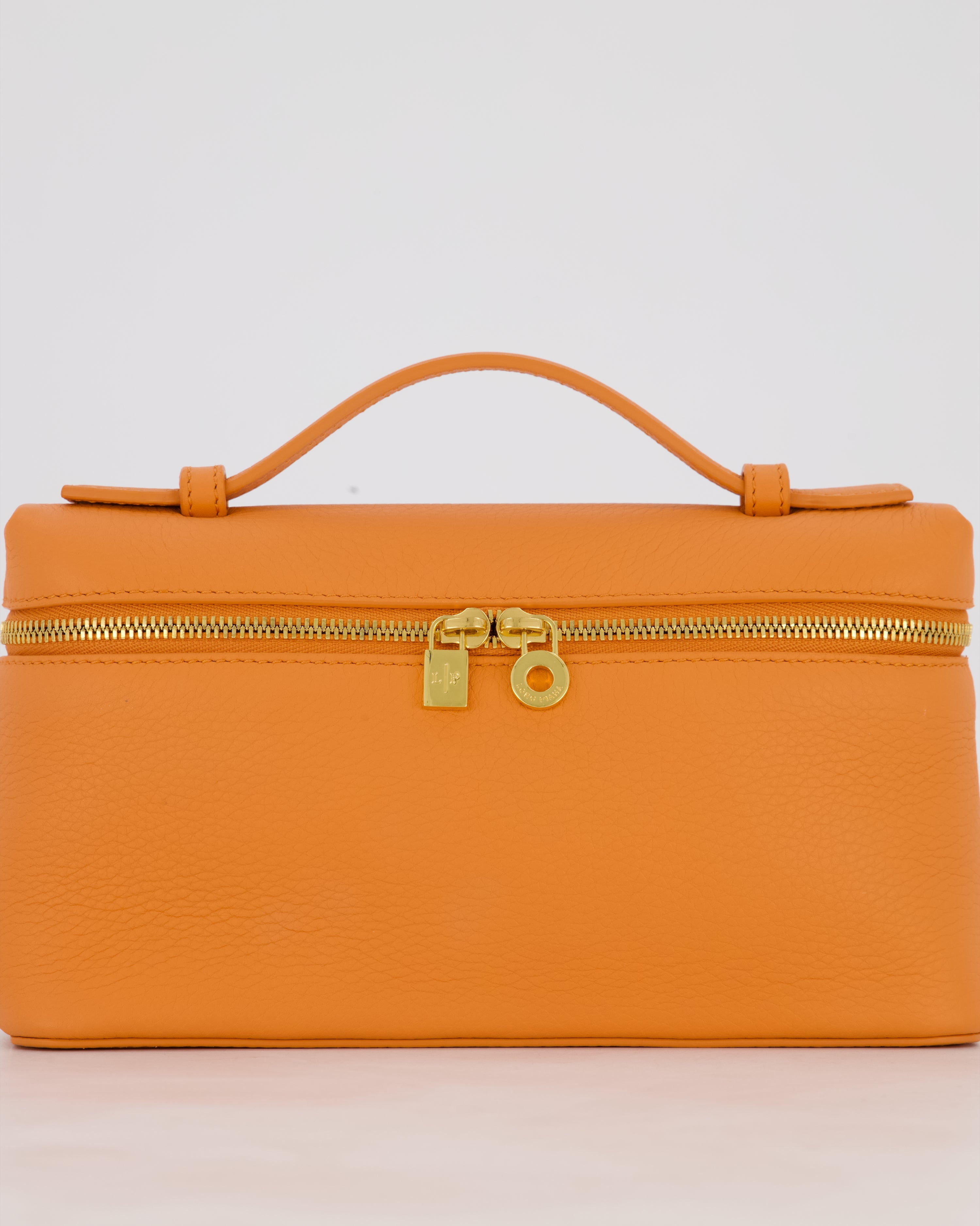 Loro Piana Extra Pocket L19 Bag in Orange Calfskin Leather with Gold Hardware