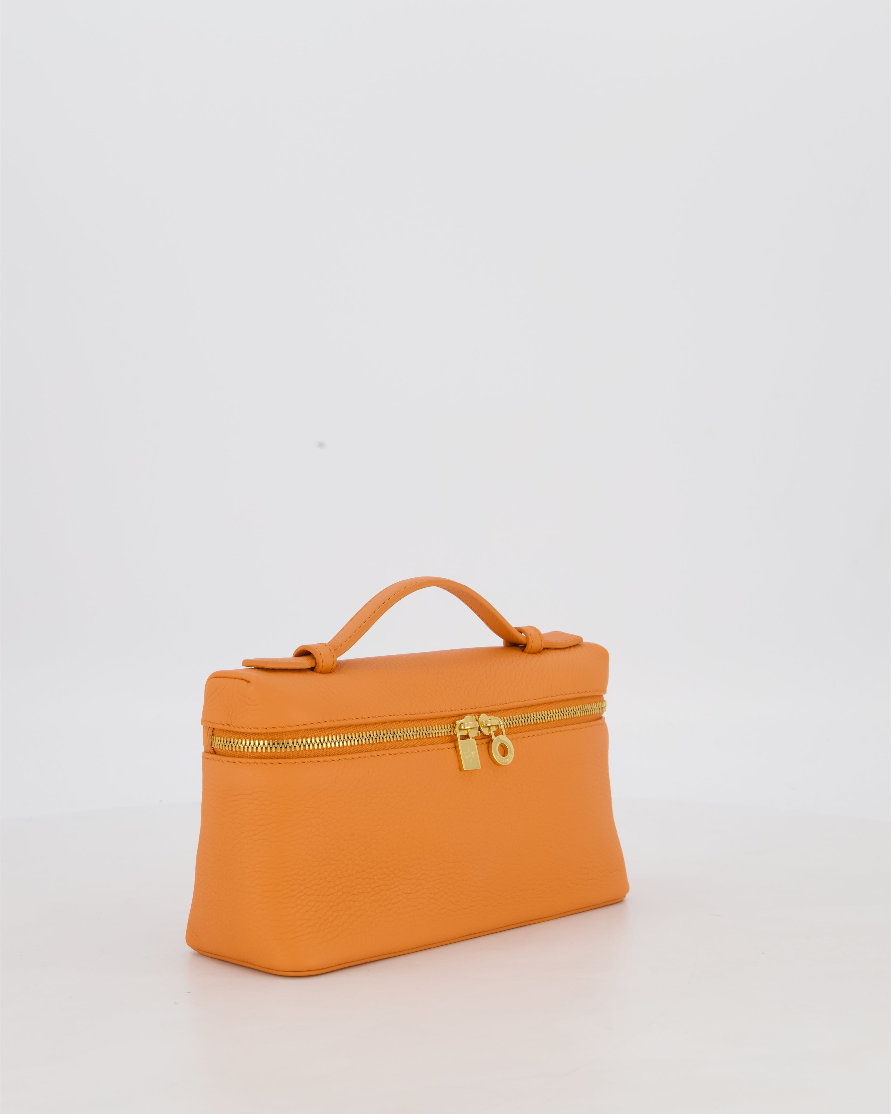 Loro Piana Extra Pocket L19 Bag in Orange Calfskin Leather with Gold Hardware