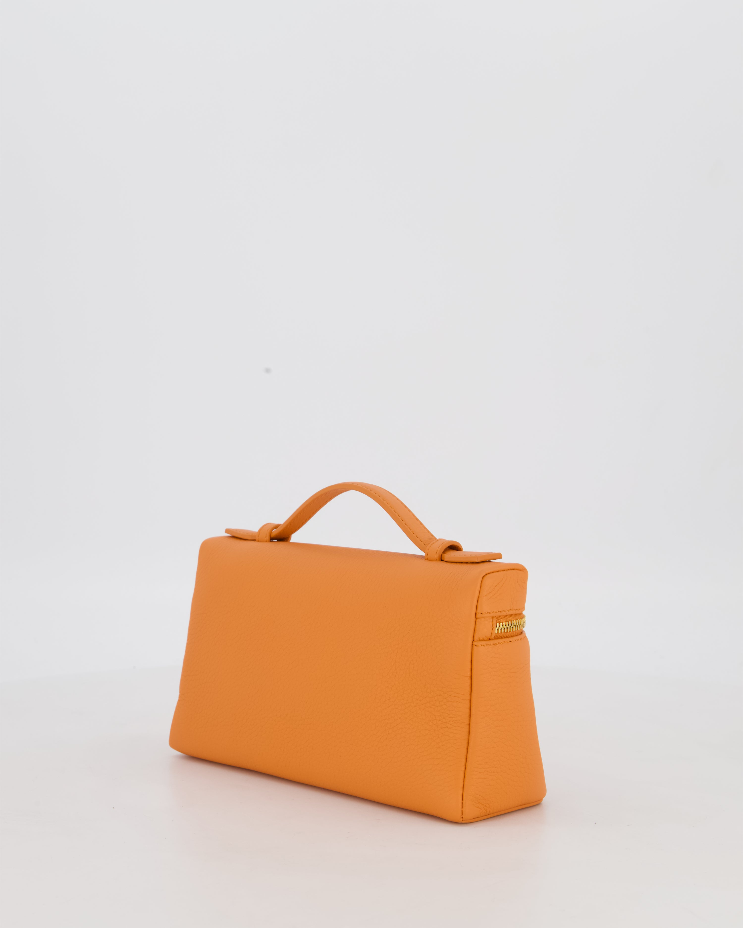 Loro Piana Extra Pocket L19 Bag in Orange Calfskin Leather with Gold Hardware