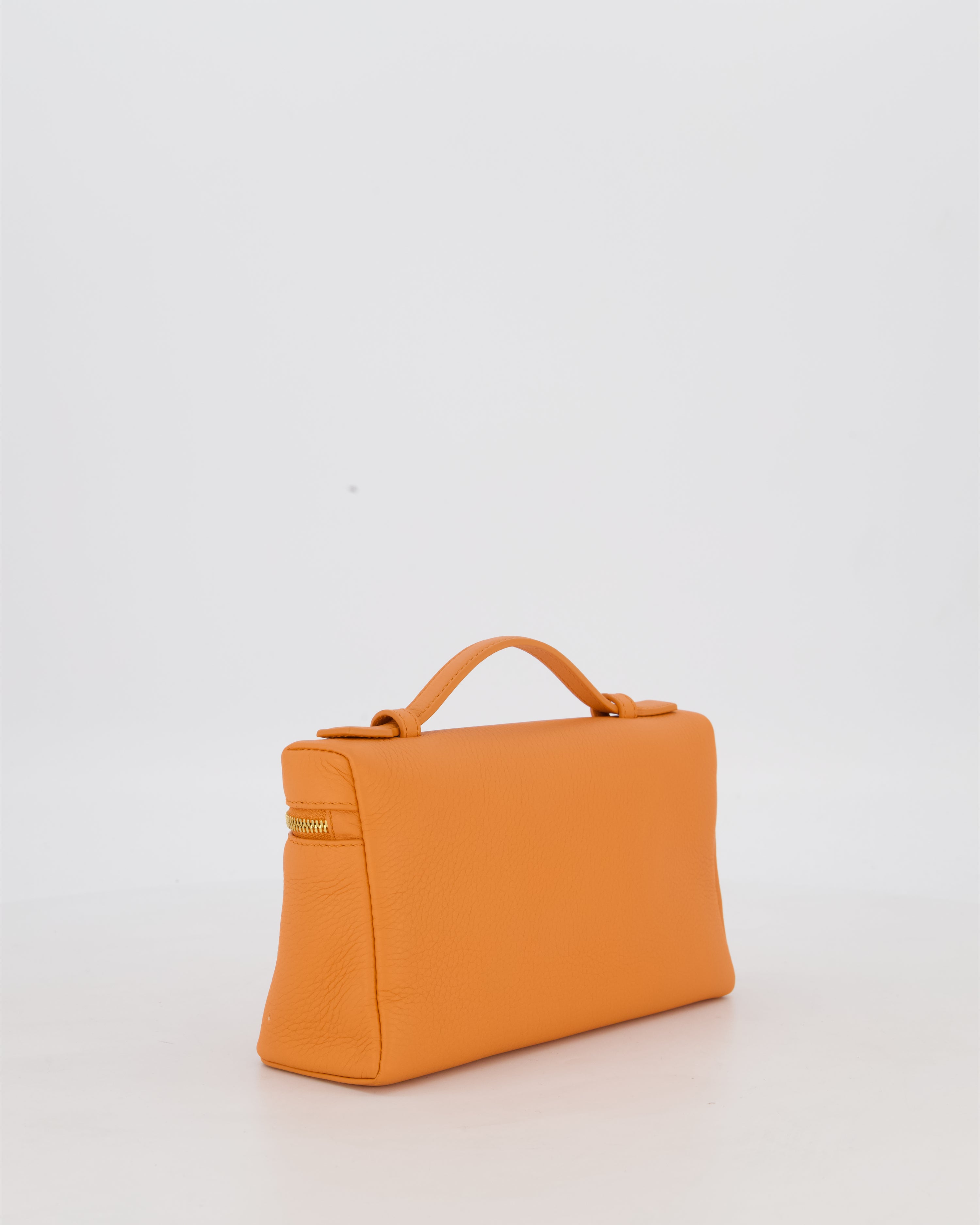 Loro Piana Extra Pocket L19 Bag in Orange Calfskin Leather with Gold Hardware