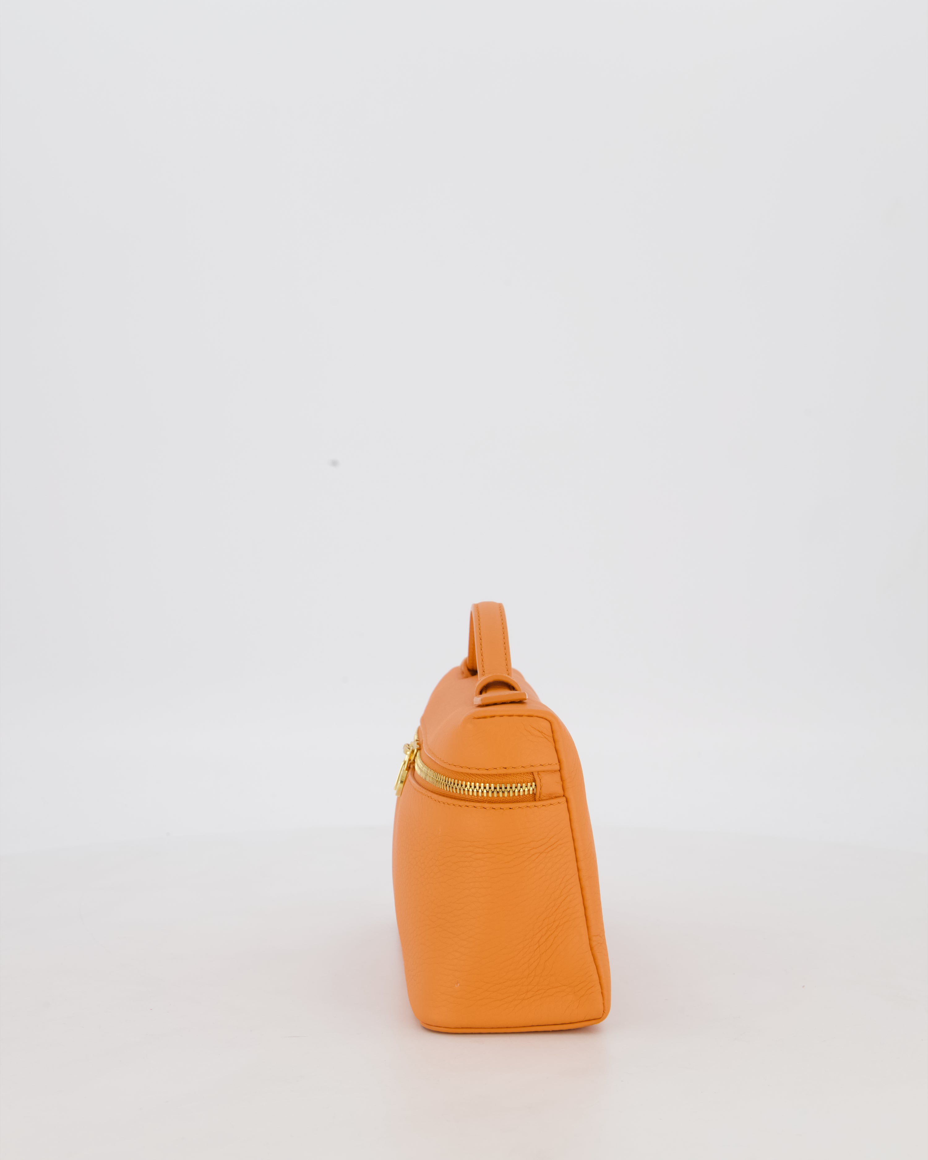 Loro Piana Extra Pocket L19 Bag in Orange Calfskin Leather with Gold Hardware