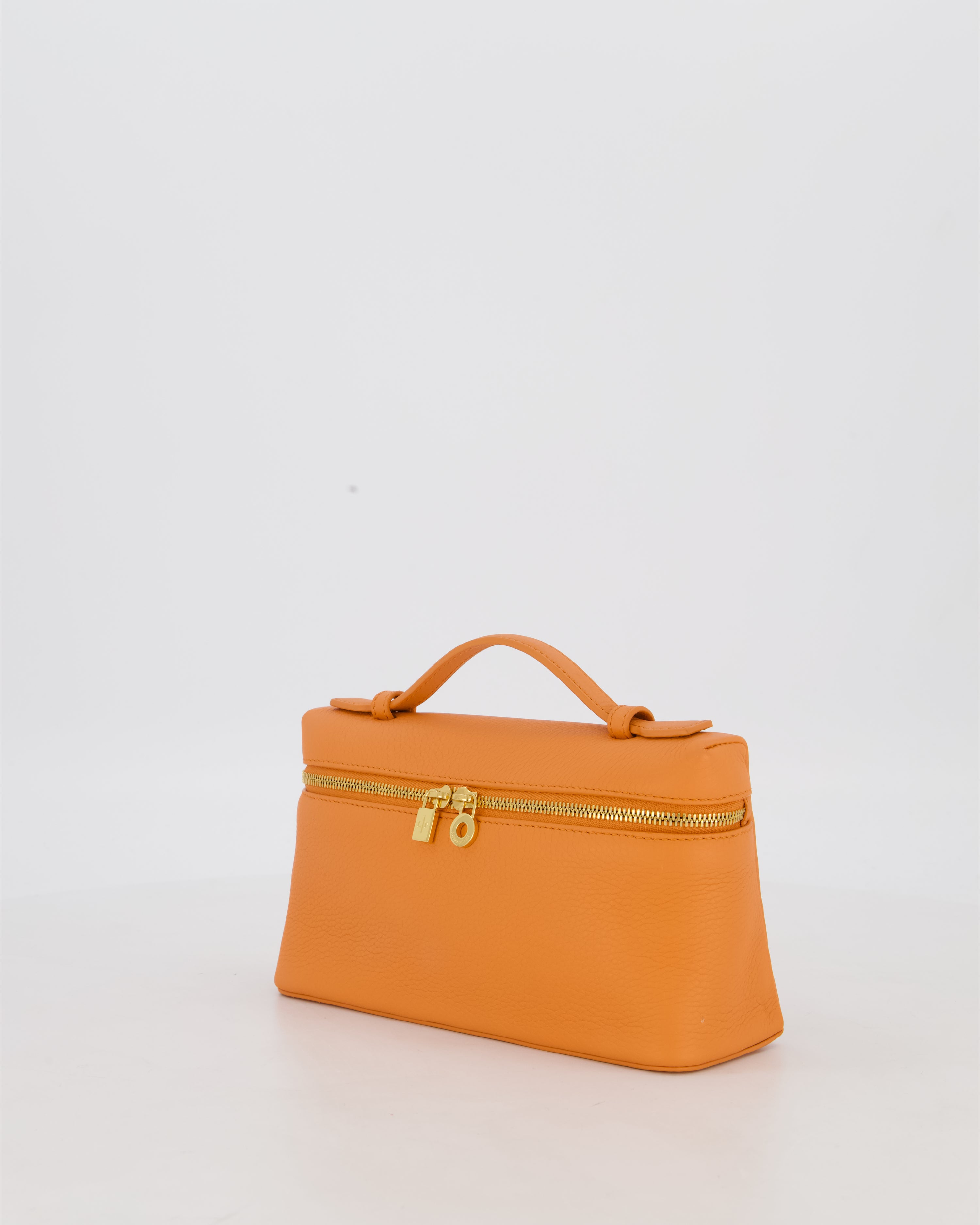 Loro Piana Extra Pocket L19 Bag in Orange Calfskin Leather with Gold Hardware