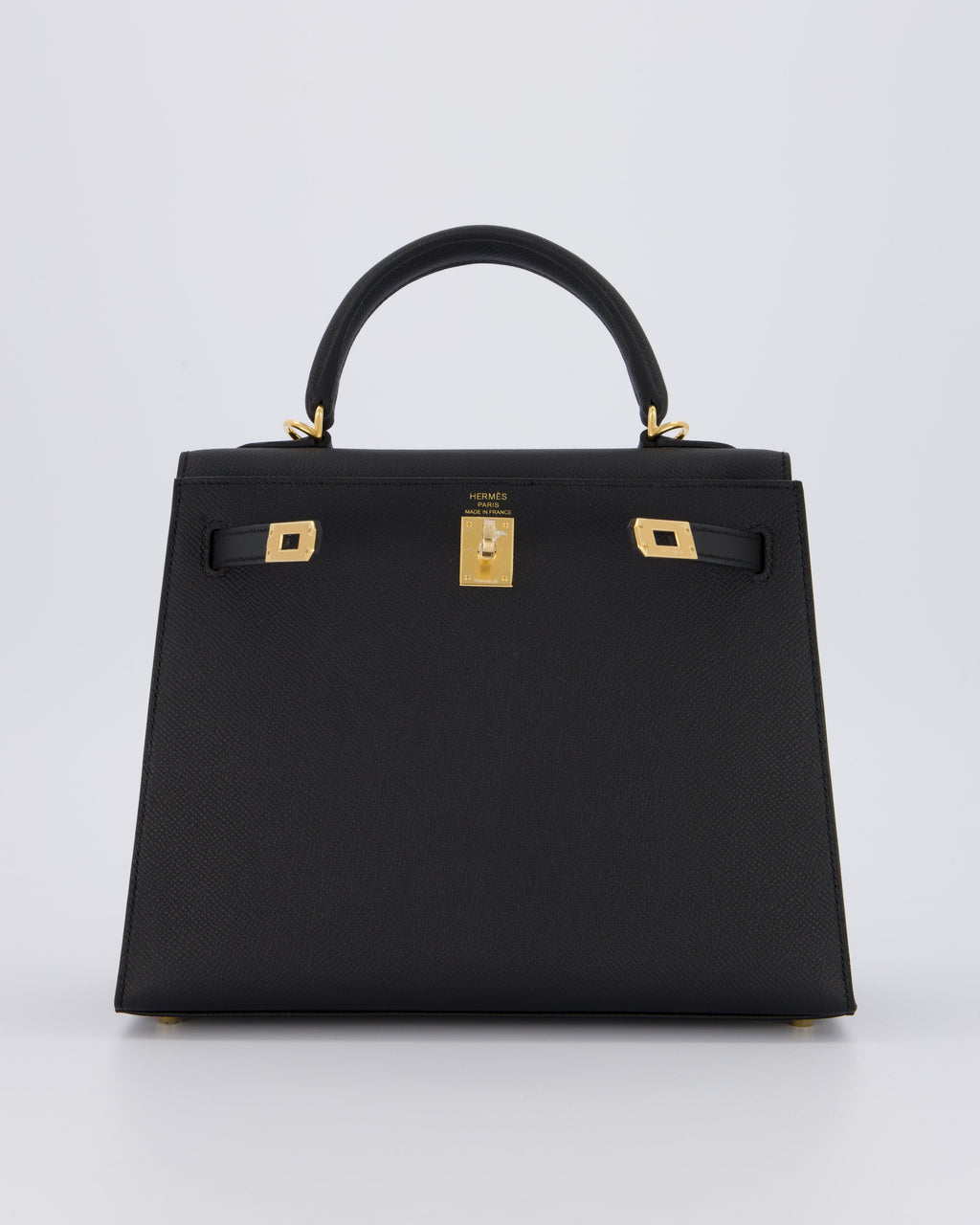 *HOT* Hermès Kelly 25 Sellier Bag in Noir Epsom Leather with Gold Hardware