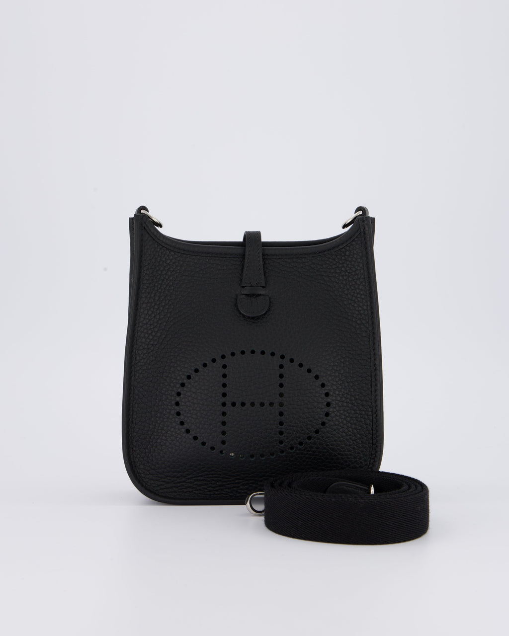 Hermès Mini Evelyne 16 Bag in Noir Clemence Leather with Palladium Hardware