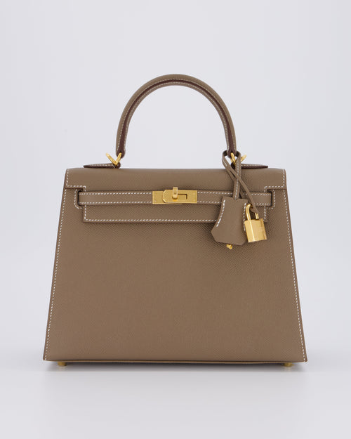 *HOLY GRAIL* Hermès Kelly 25 Sellier Bag in Etoupe Epsom Leather and Gold Hardware