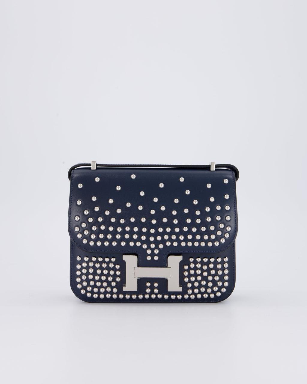 *HOT & RARE* Hermès Mini Constance III Miroir 18 Bag in Bleu Abysse Calfskin Box Leather with Palladium Hardware