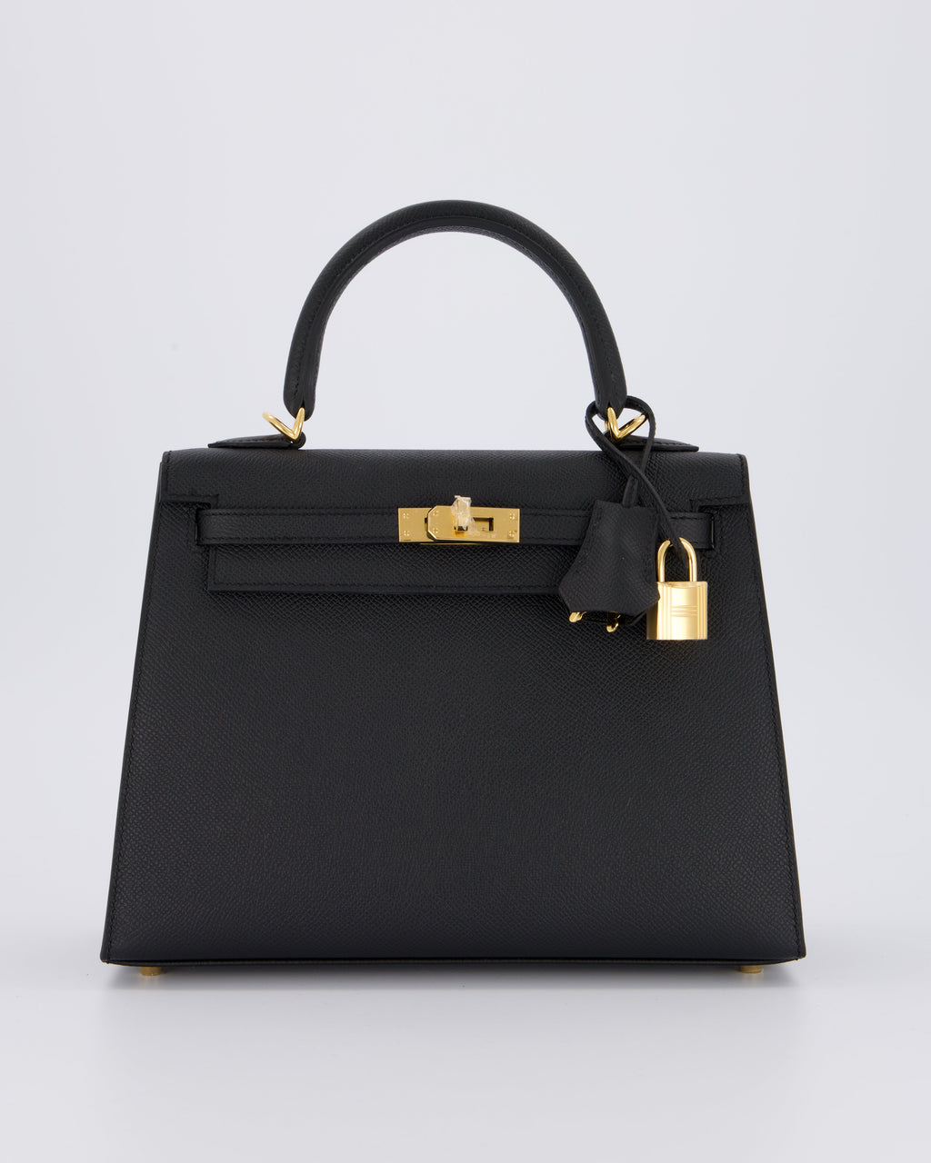 *HOT* Hermès Kelly 25 Sellier Bag in Noir Epsom Leather with Gold Hardware
