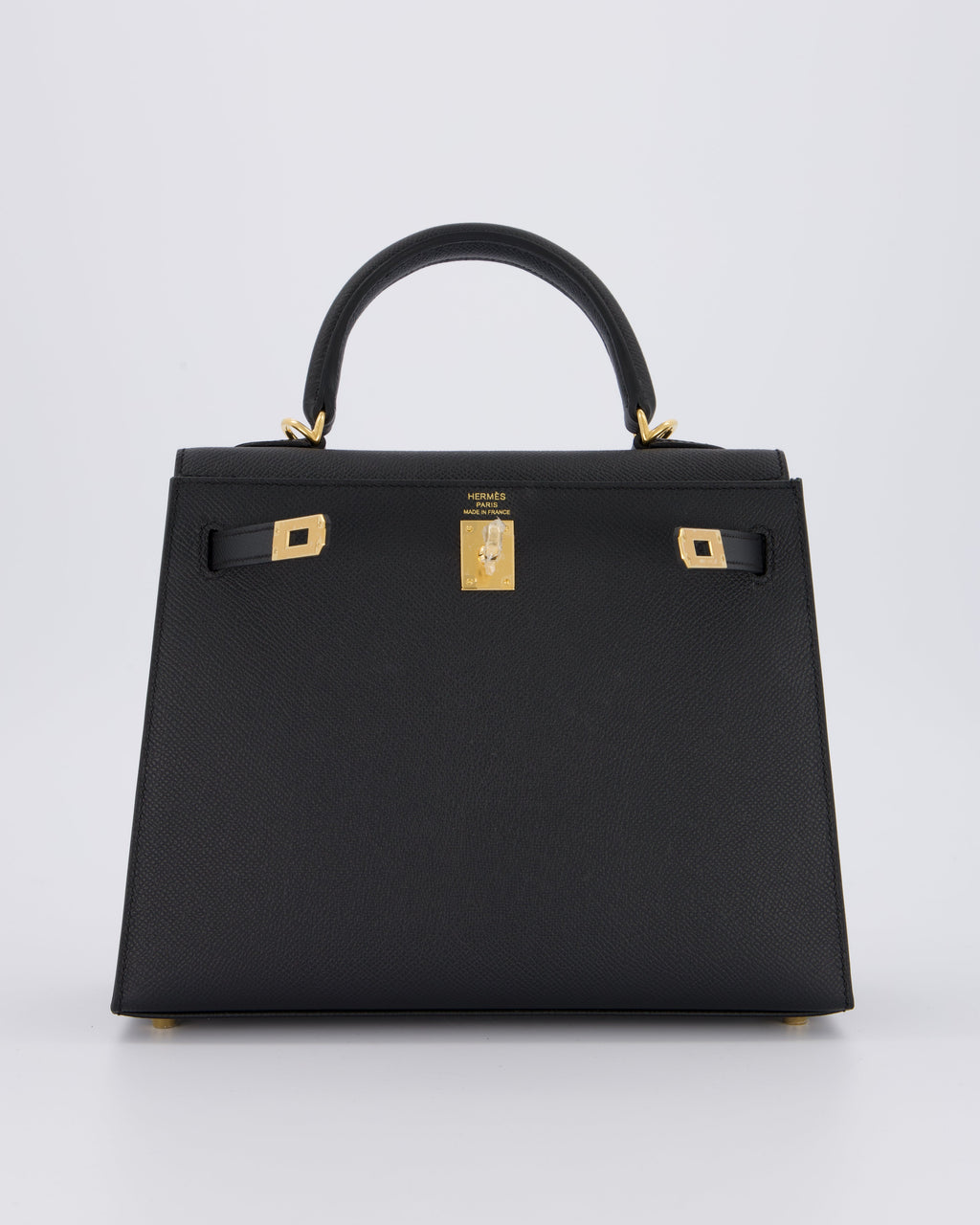 *HOT* Hermès Kelly 25 Sellier Bag in Noir Epsom Leather with Gold Hardware