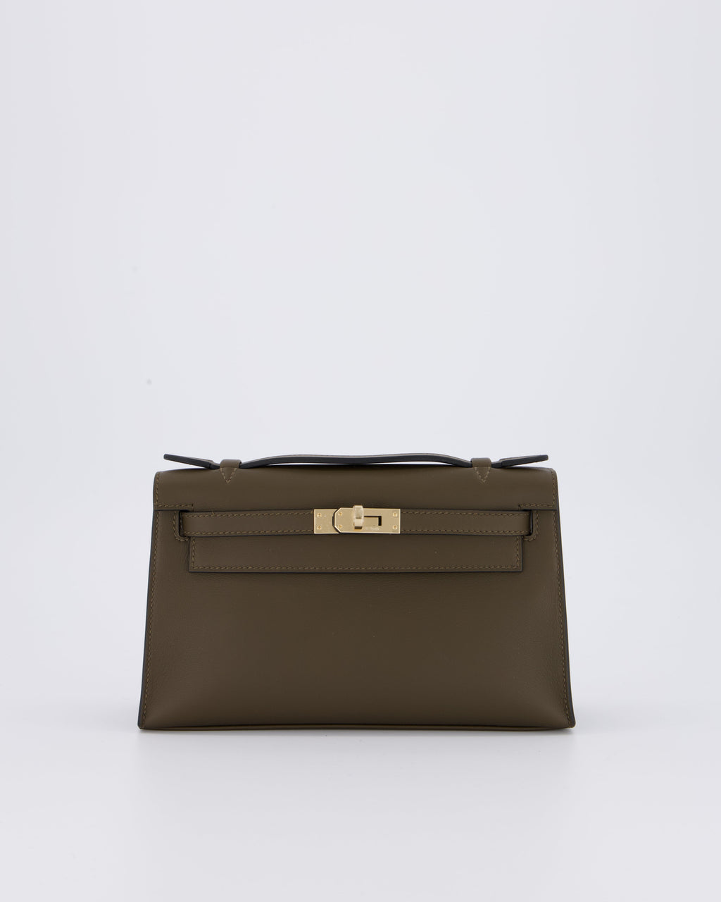 *NEW COLOUR* Hermès Mini Kelly Pochette Bag in Vert Loden Swift Leather and Permabrass Hardware