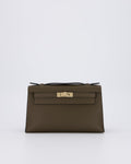 *NEW COLOUR* Hermès Mini Kelly Pochette Bag in Vert Loden Swift Leather and Permabrass Hardware