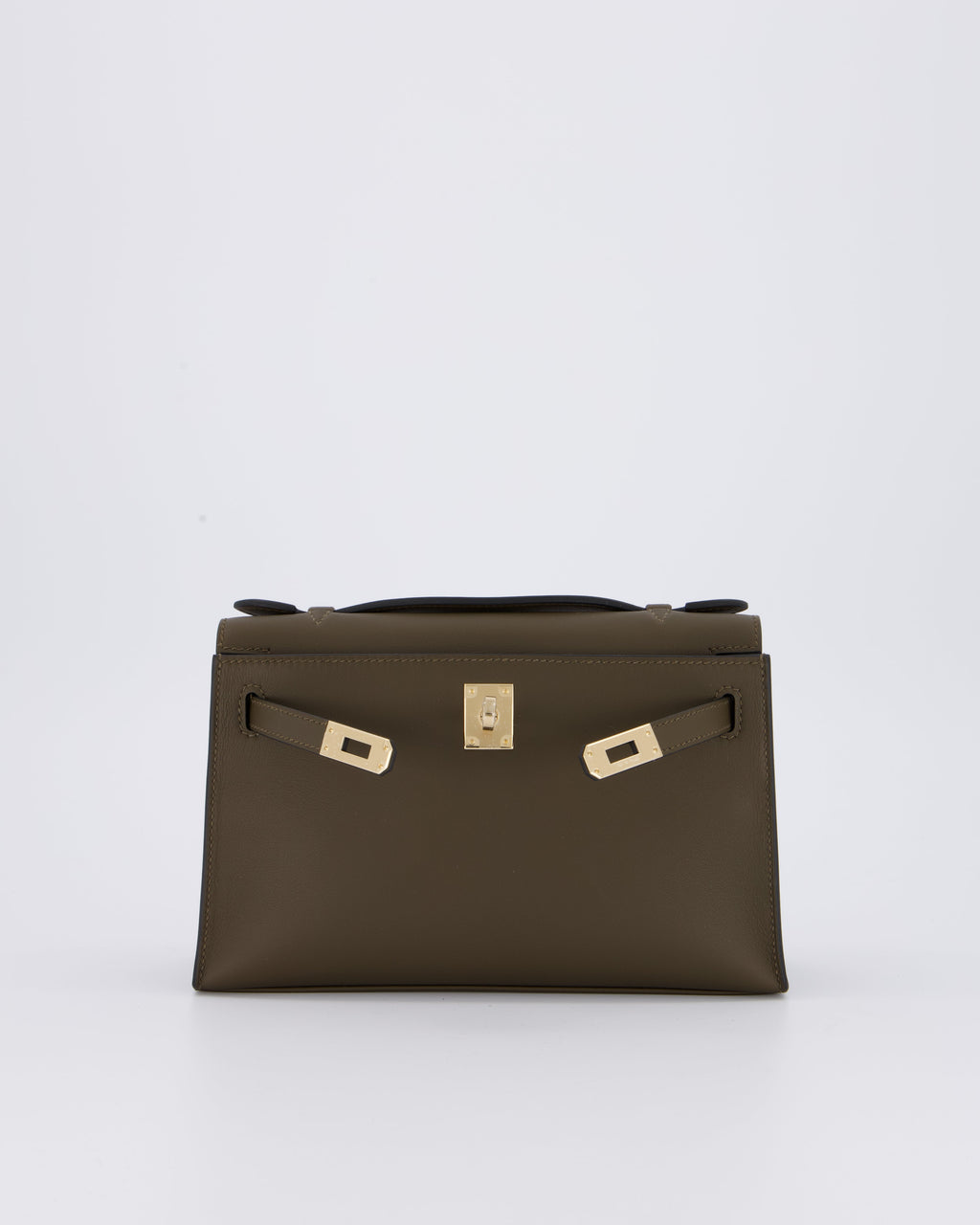 *NEW COLOUR* Hermès Mini Kelly Pochette Bag in Vert Loden Swift Leather and Permabrass Hardware