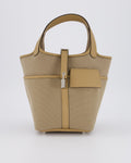 *HOT* Hermès Picotin 18 Lock Pocket Cargo Bag in Beige Marfa Toile Goeland & Poussiere Swift Leather with Palladium Hardware