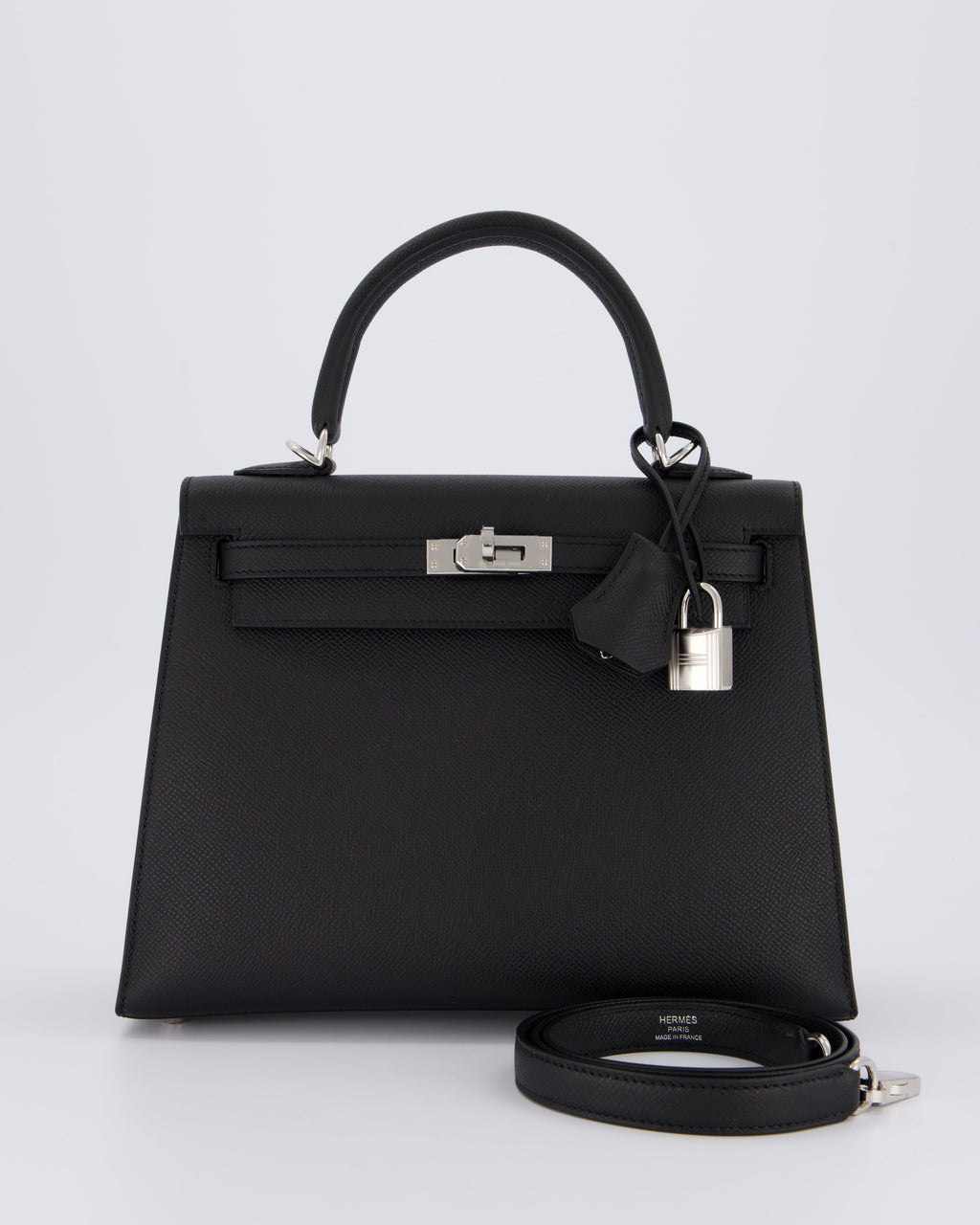 *SUPER RARE* Hermès Kelly 25 Sellier Bag in Noir Epsom Leather with Palladium Hardware