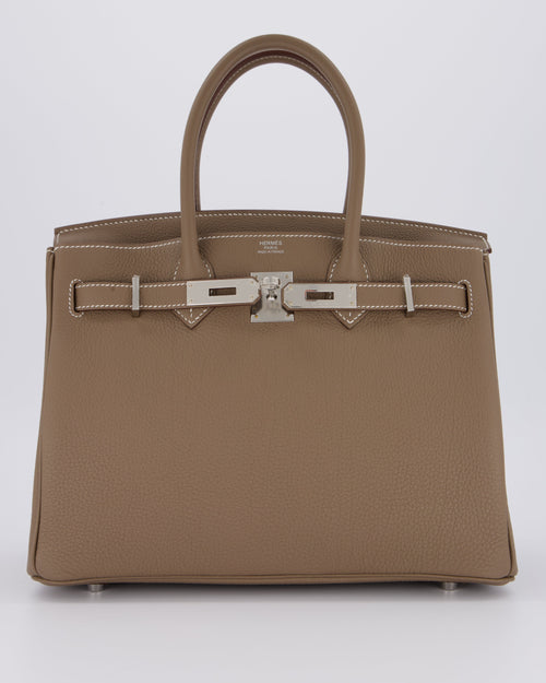 *VERY RARE* Hermès Birkin 30 Retourne Bag in Etoupe Togo Leather with Palladium Hardware