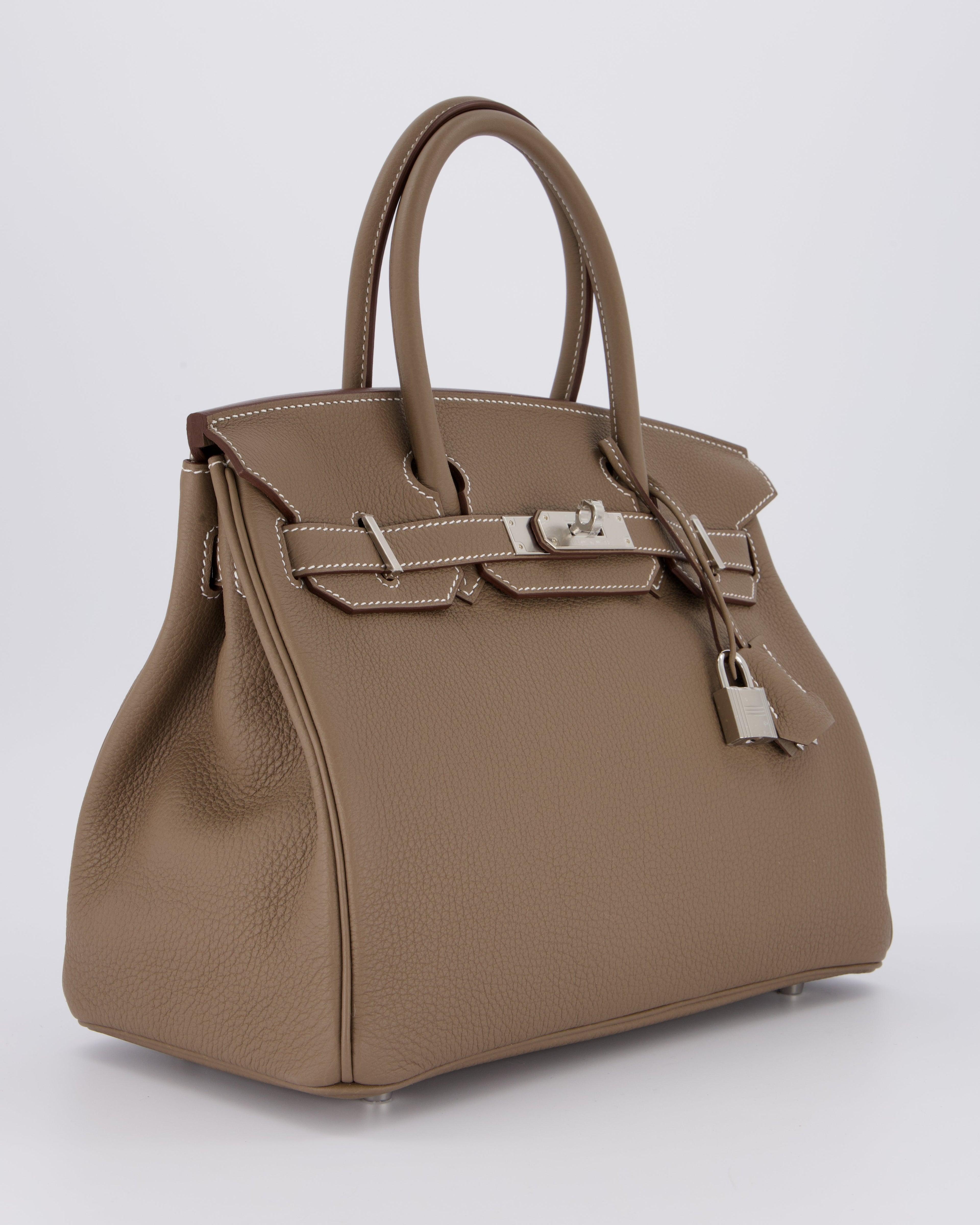 *VERY RARE* Hermès Birkin 30 Retourne Bag in Etoupe Togo Leather with Palladium Hardware