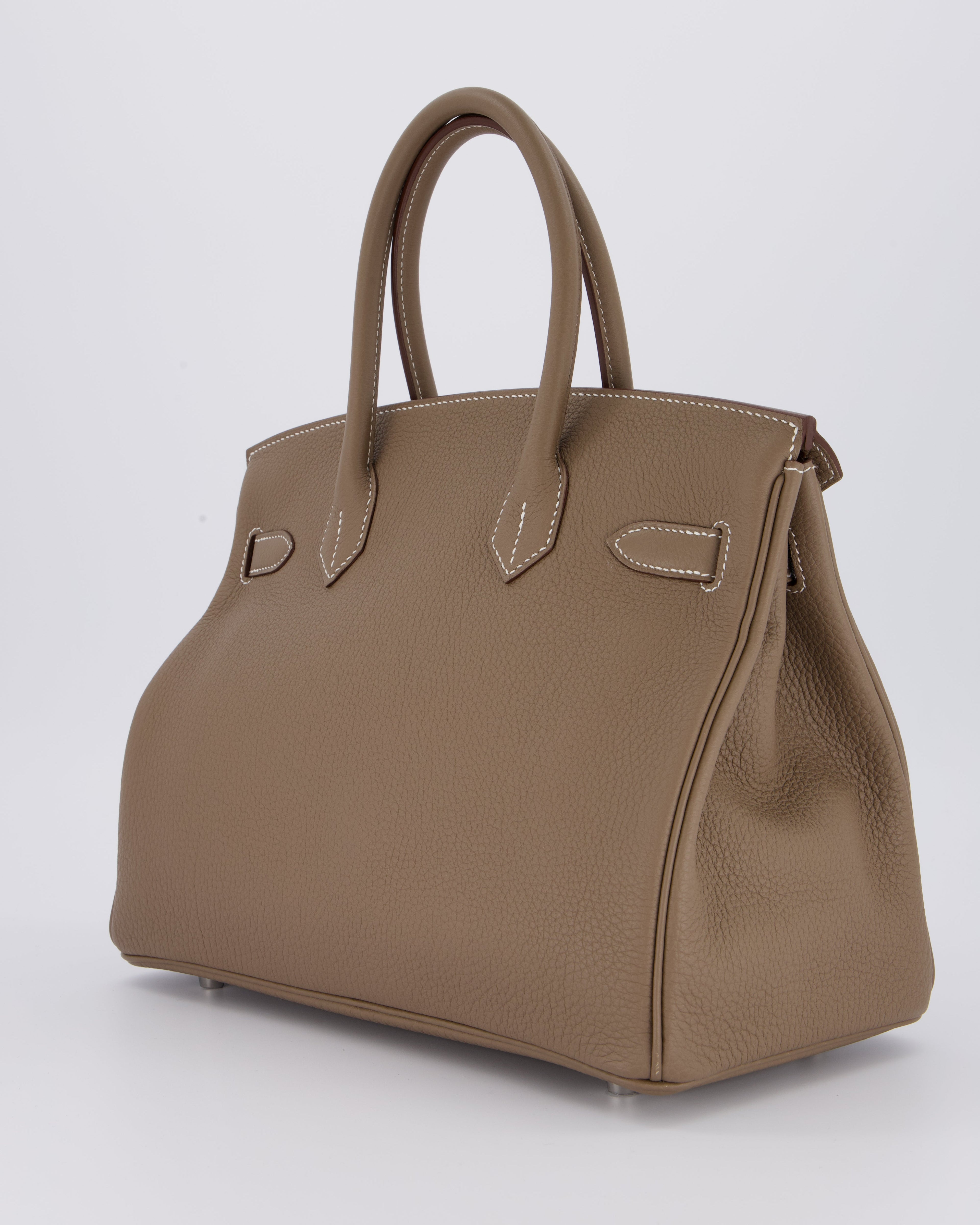*VERY RARE* Hermès Birkin 30 Retourne Bag in Etoupe Togo Leather with Palladium Hardware