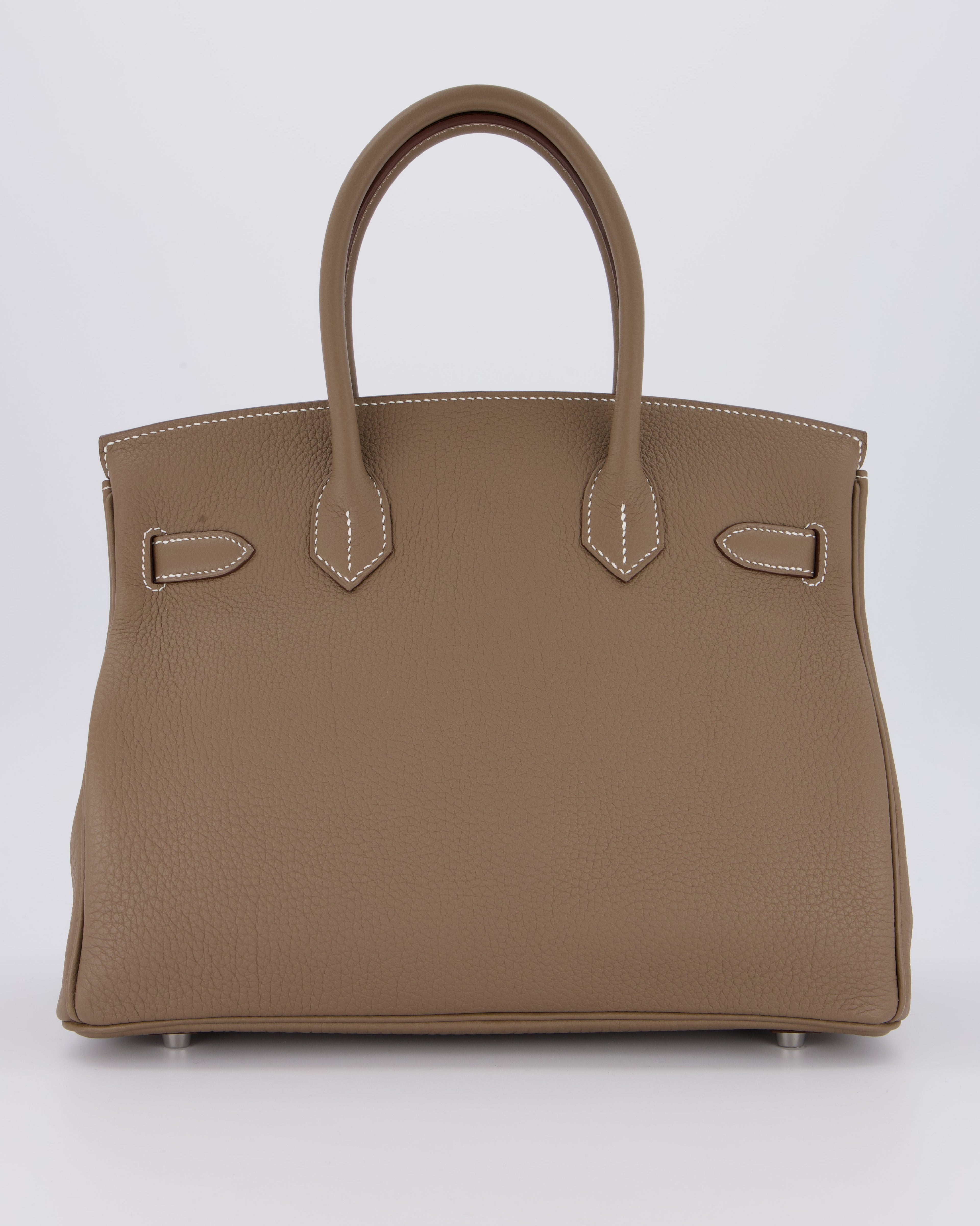*VERY RARE* Hermès Birkin 30 Retourne Bag in Etoupe Togo Leather with Palladium Hardware