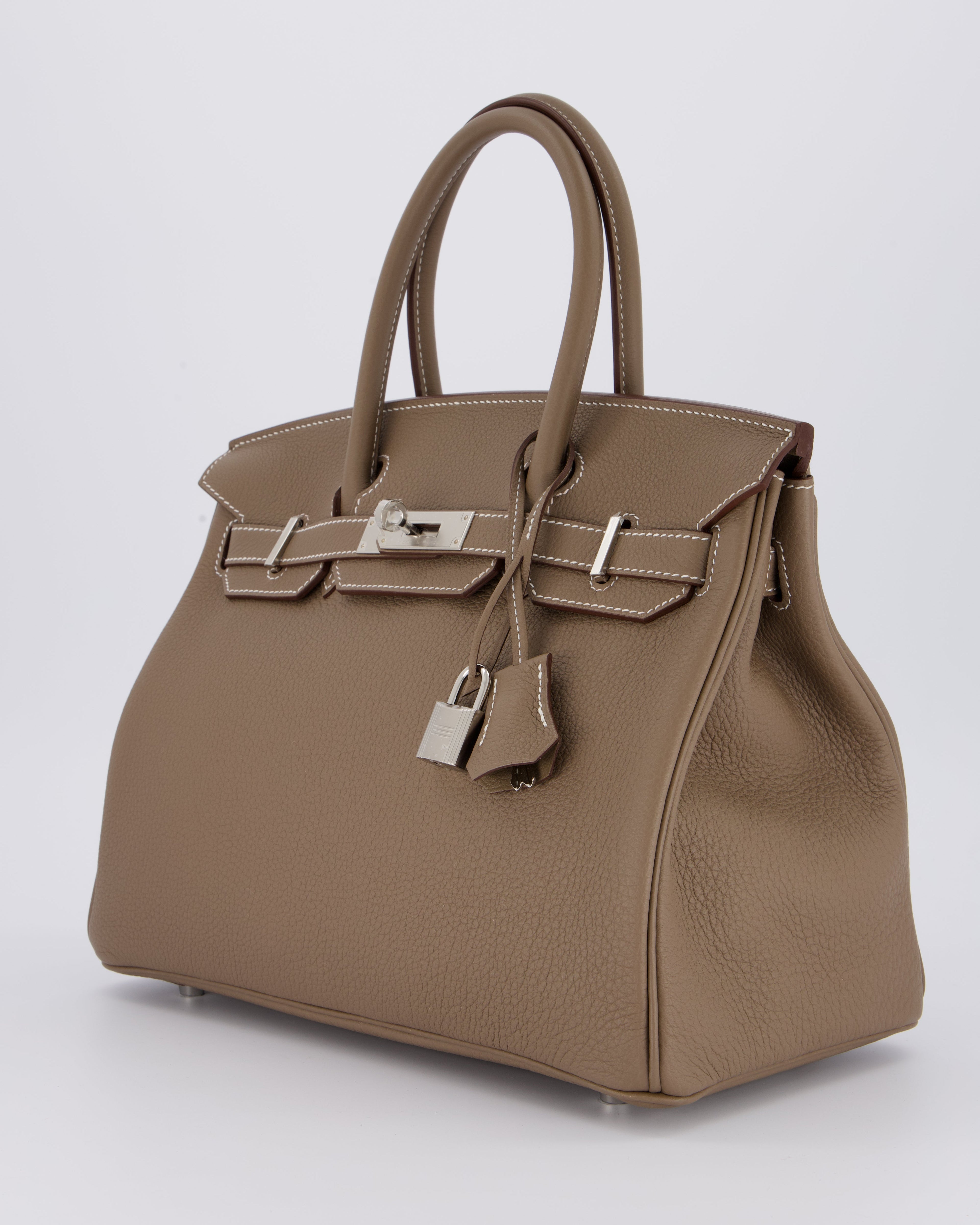 *VERY RARE* Hermès Birkin 30 Retourne Bag in Etoupe Togo Leather with Palladium Hardware