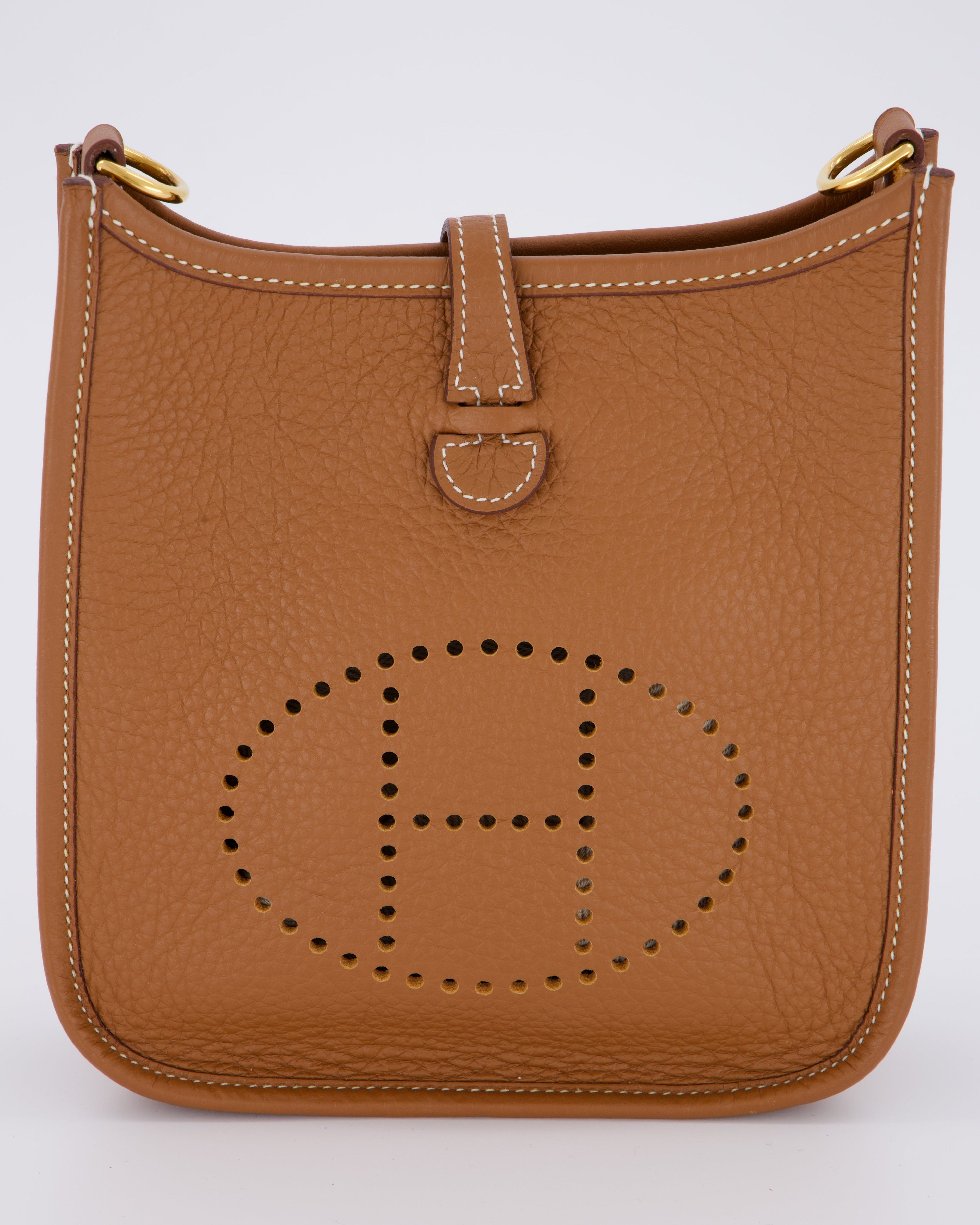 Hermès Mini Evelyne 16 Bag in Gold Taurillon Clemence Leather with Gold Hardware