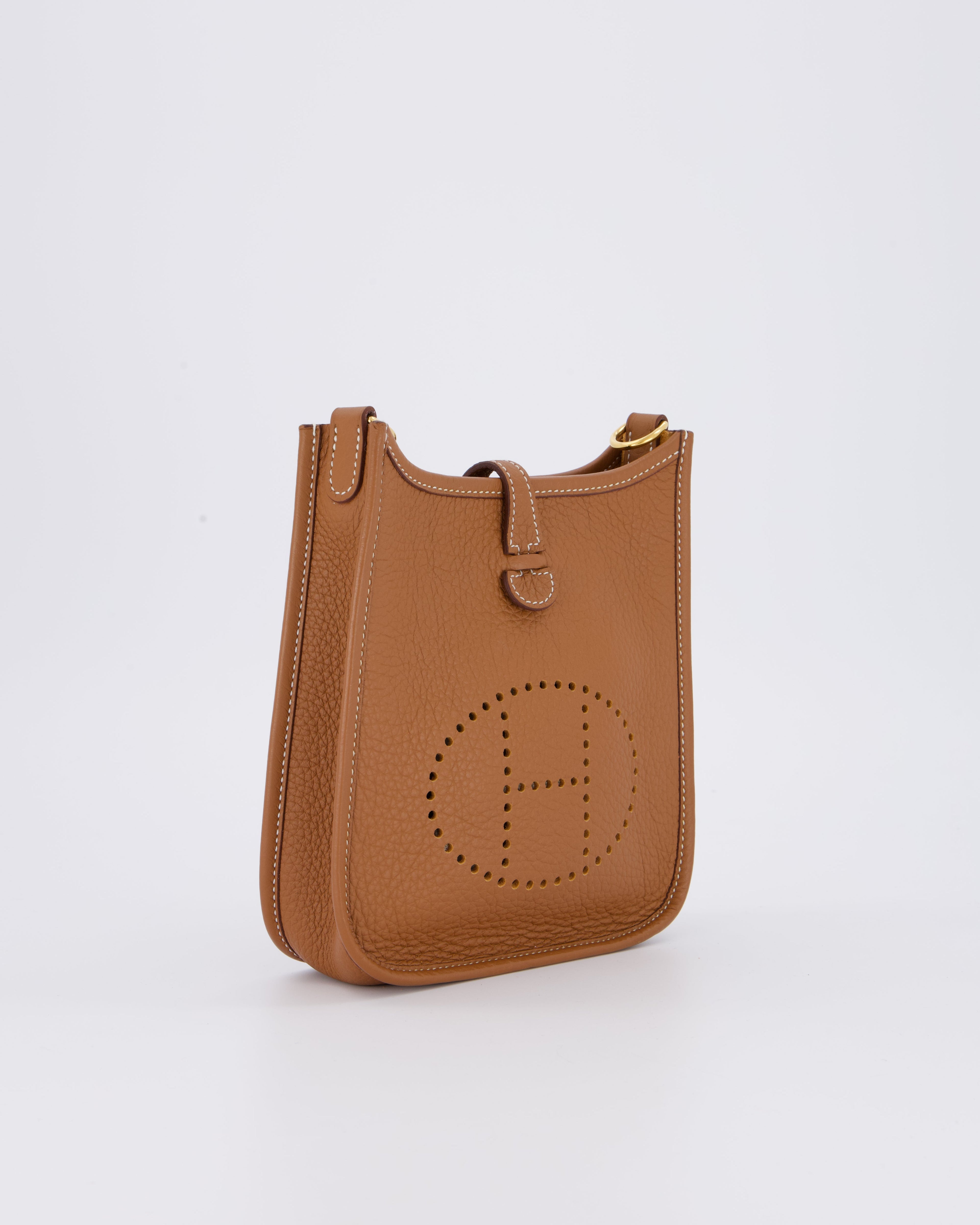 Hermès Mini Evelyne 16 Bag in Gold Taurillon Clemence Leather with Gold Hardware