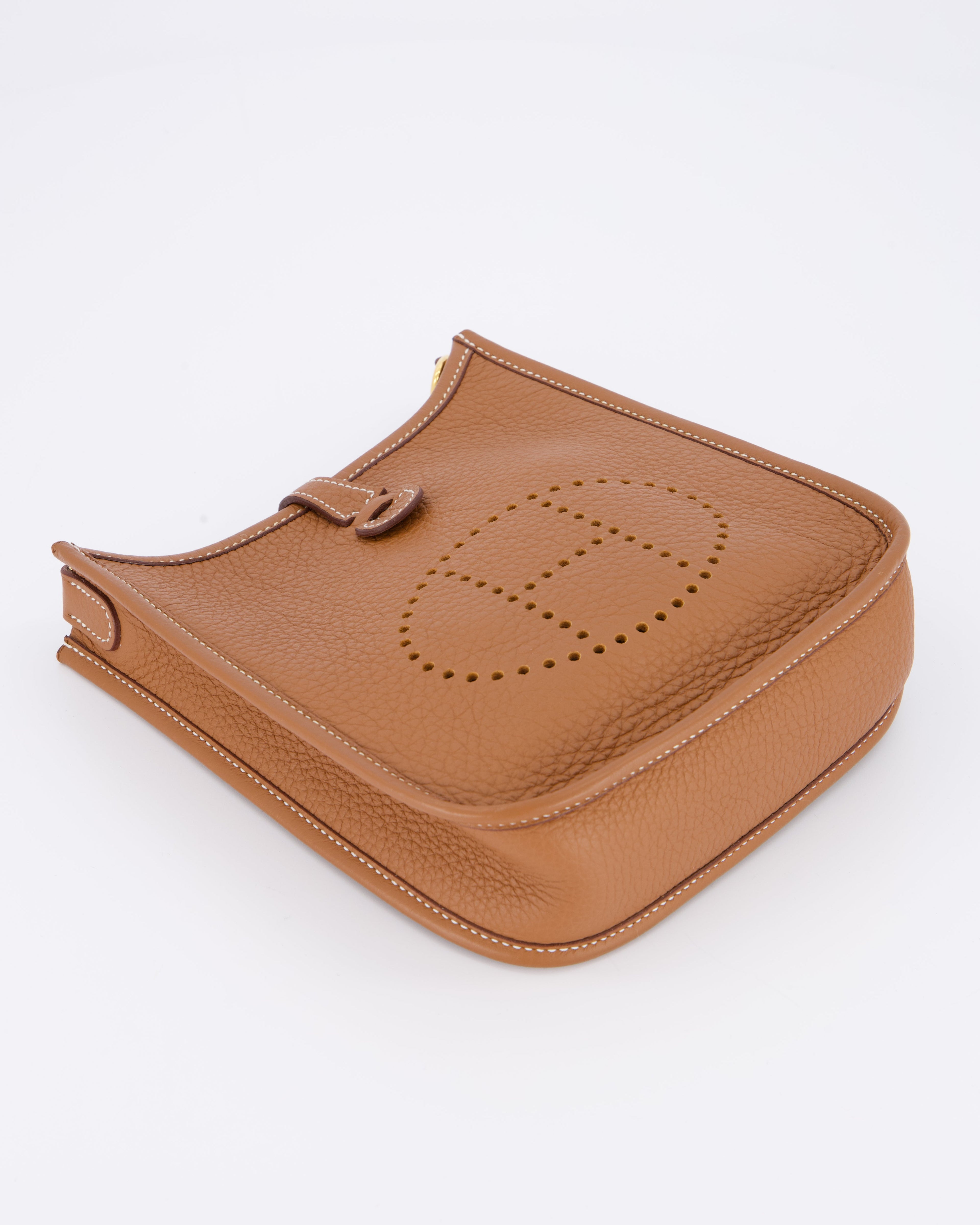 Hermès Mini Evelyne 16 Bag in Gold Taurillon Clemence Leather with Gold Hardware
