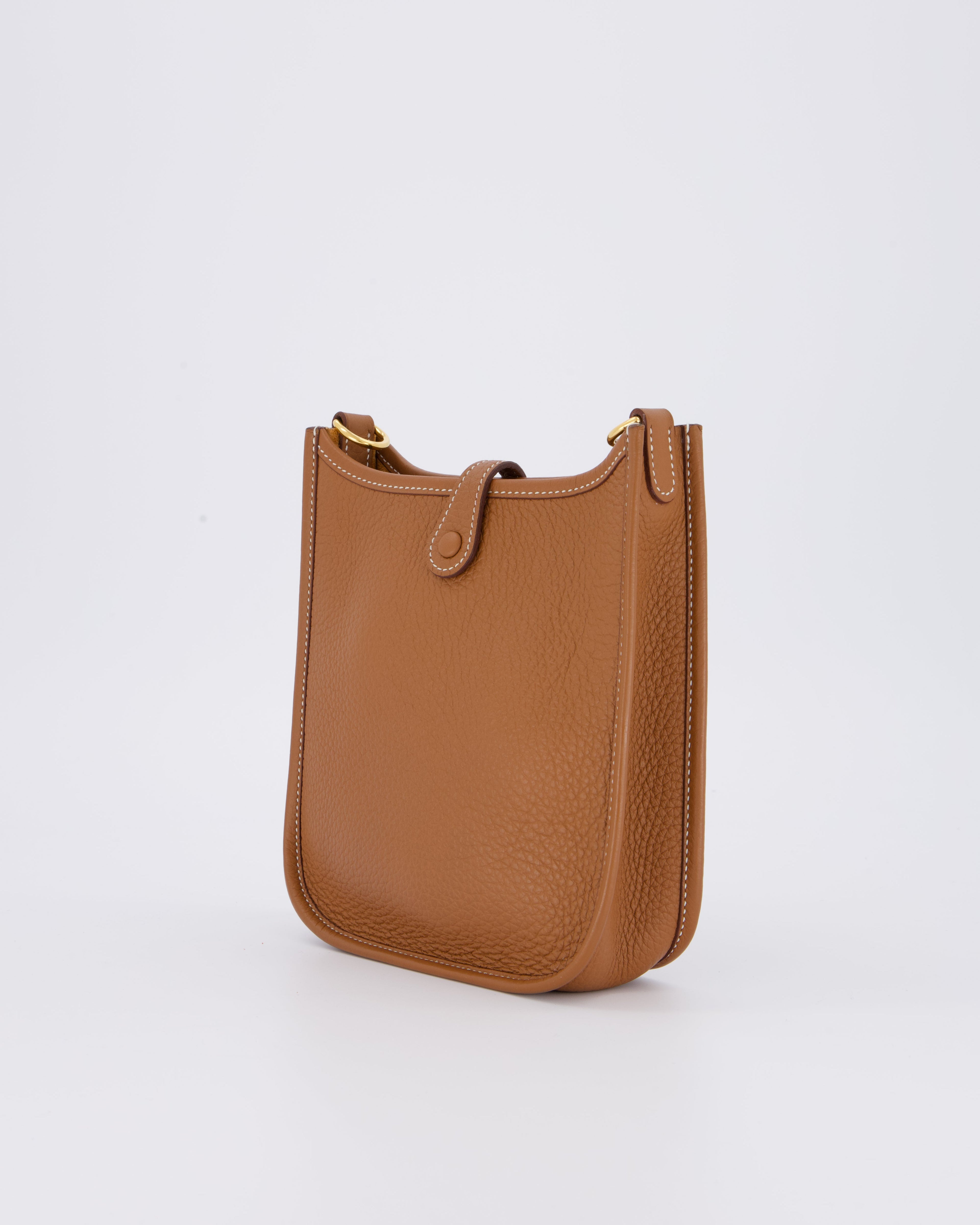 Hermès Mini Evelyne 16 Bag in Gold Taurillon Clemence Leather with Gold Hardware