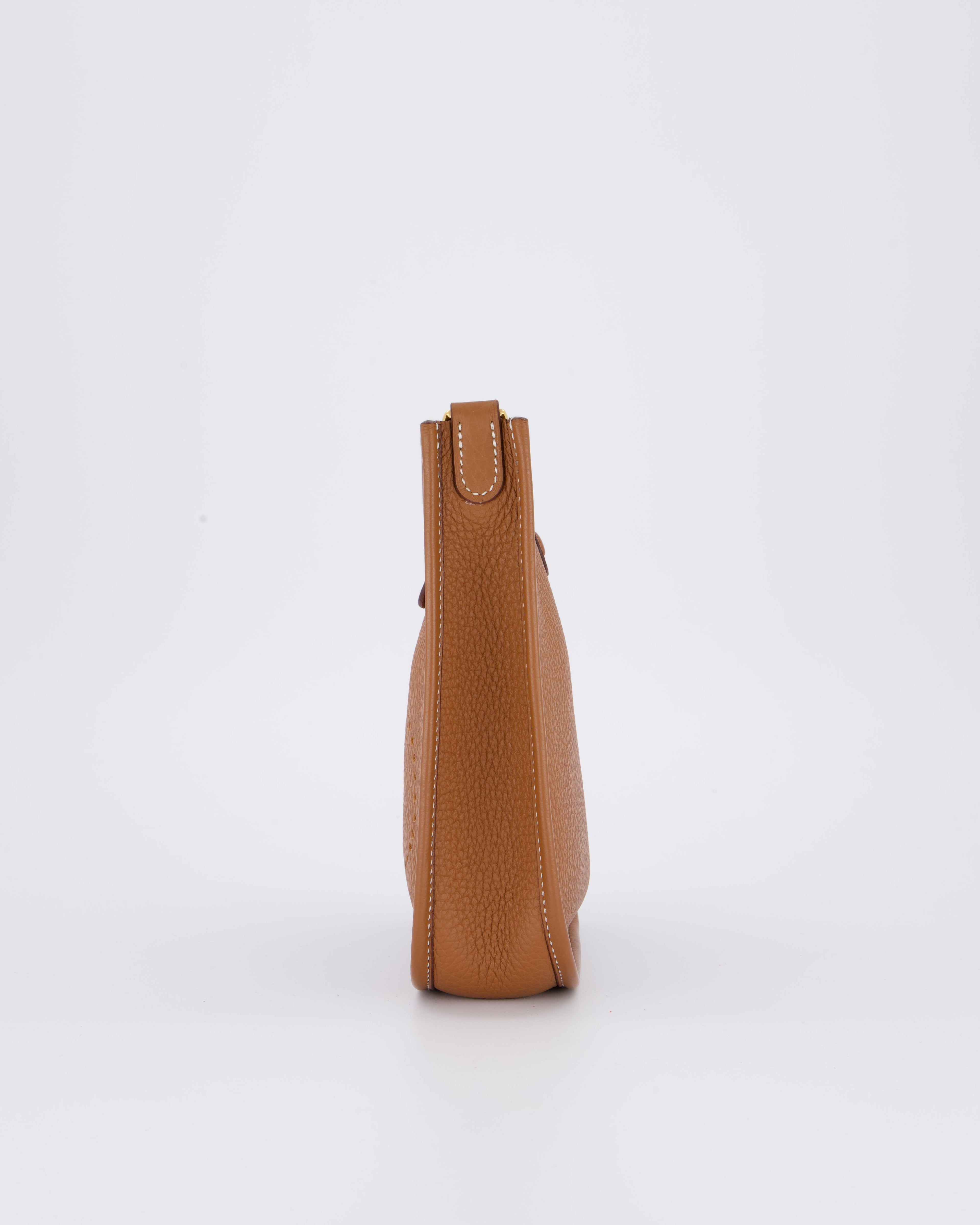 Hermès Mini Evelyne 16 Bag in Gold Taurillon Clemence Leather with Gold Hardware