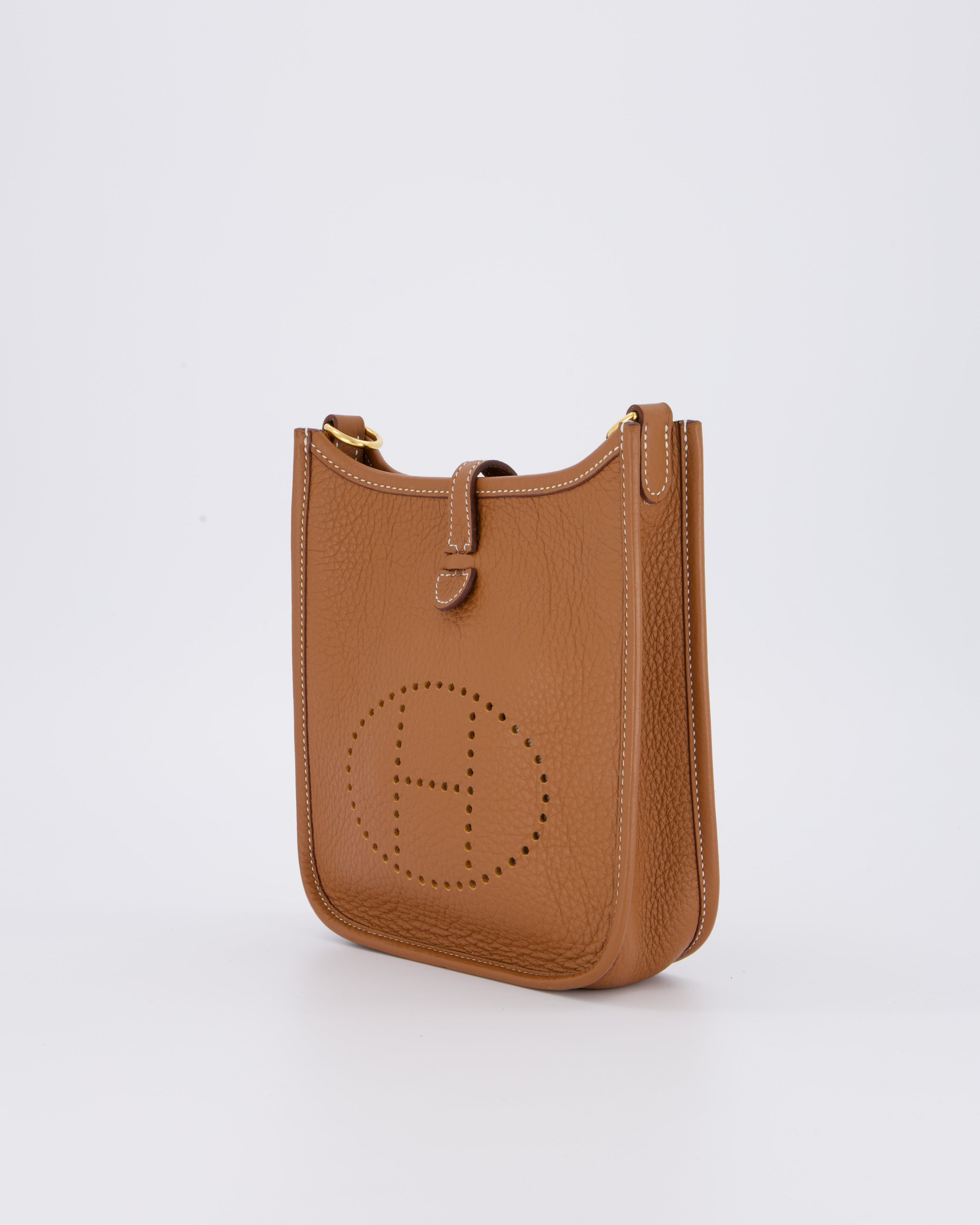 Hermès Mini Evelyne 16 Bag in Gold Taurillon Clemence Leather with Gold Hardware