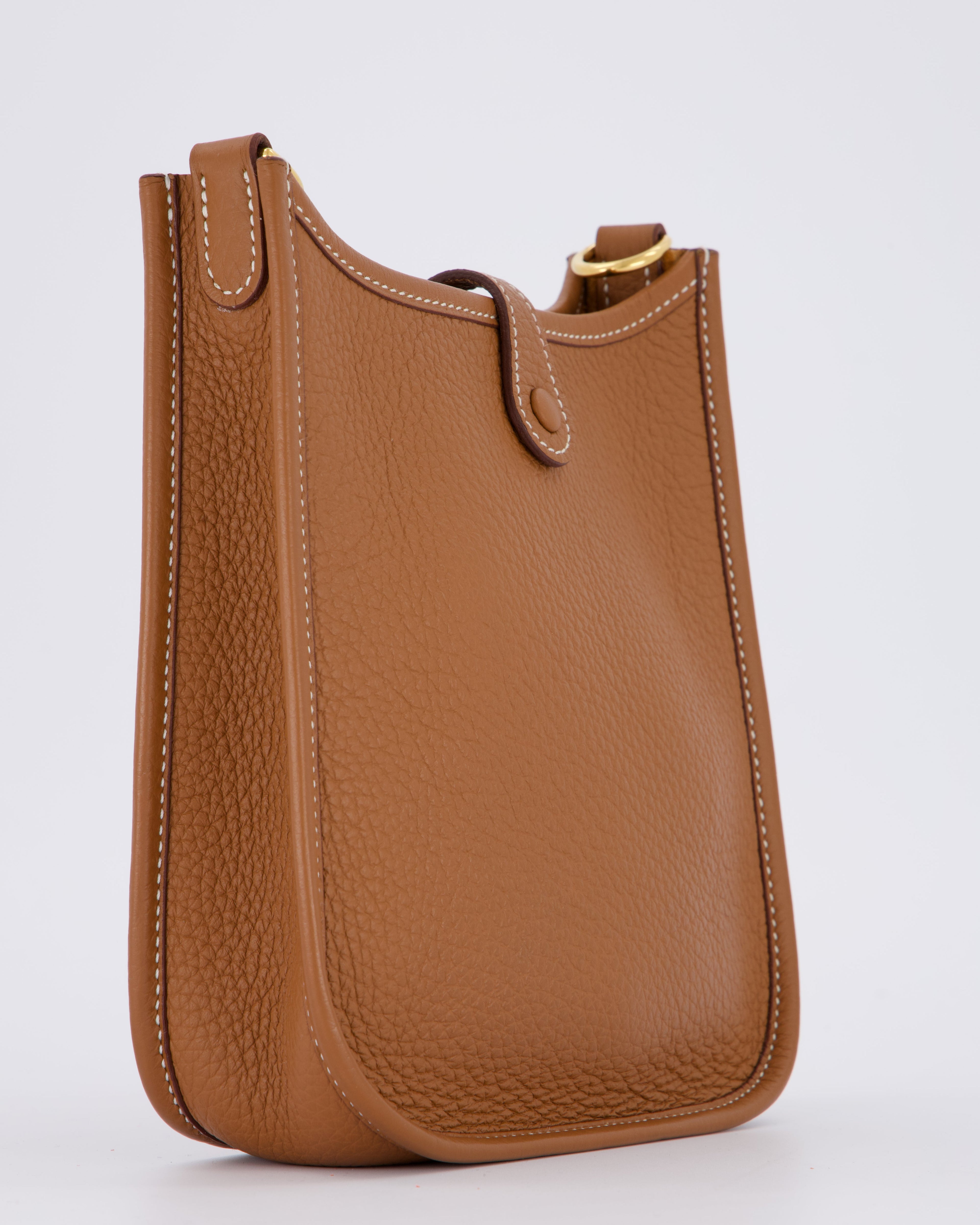 Hermès Mini Evelyne 16 Bag in Gold Taurillon Clemence Leather with Gold Hardware