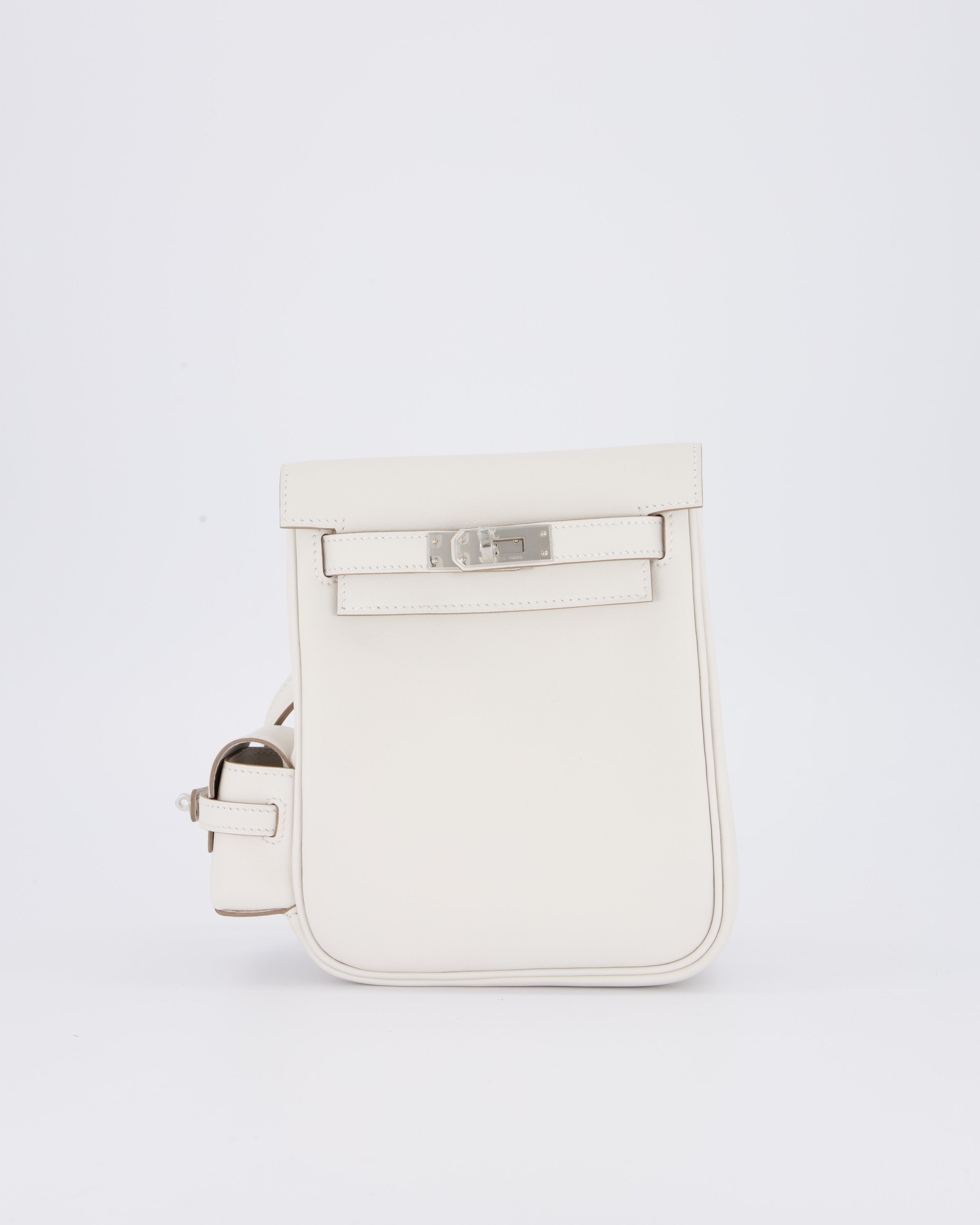 *RARE* Hermès Kelly Jump Backpack Bag in Gris Pale Swift Leather with Palladium Hardware