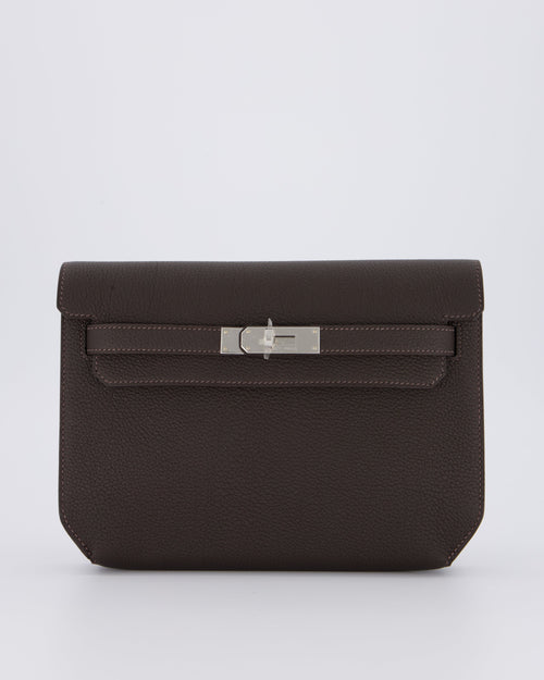 *RARE* Hermès Kelly Depeches 25 Bag in Bai Brun Togo Leather with Palladium Hardware