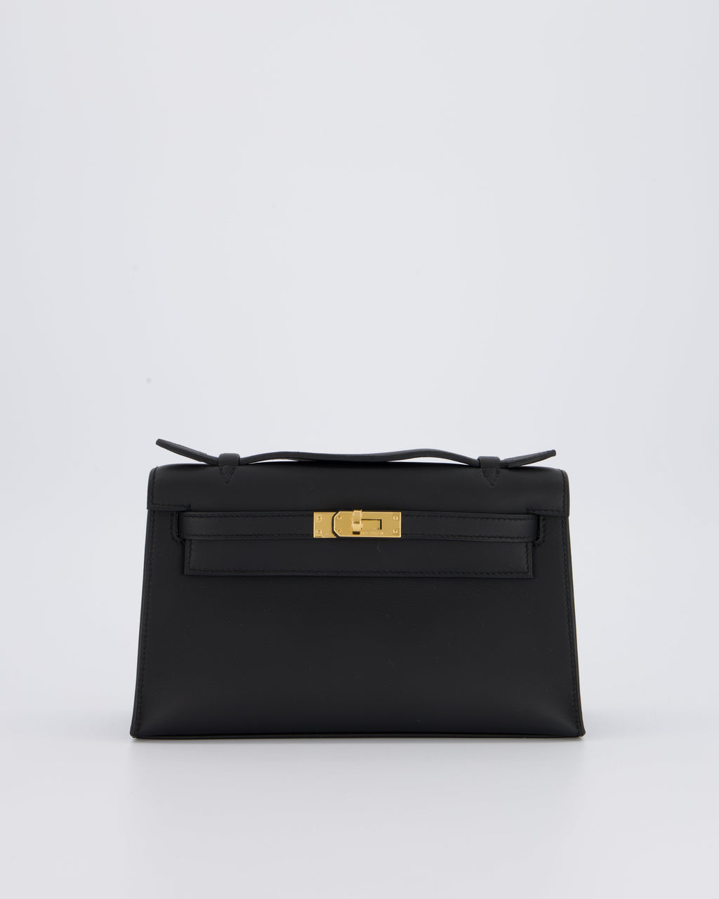 *SUPER RARE* Hermès Mini Kelly Pochette Bag in Noir Swift Leather with Gold Hardware