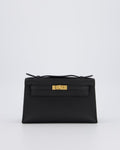 *SUPER RARE* Hermès Mini Kelly Pochette Bag in Noir Swift Leather with Gold Hardware